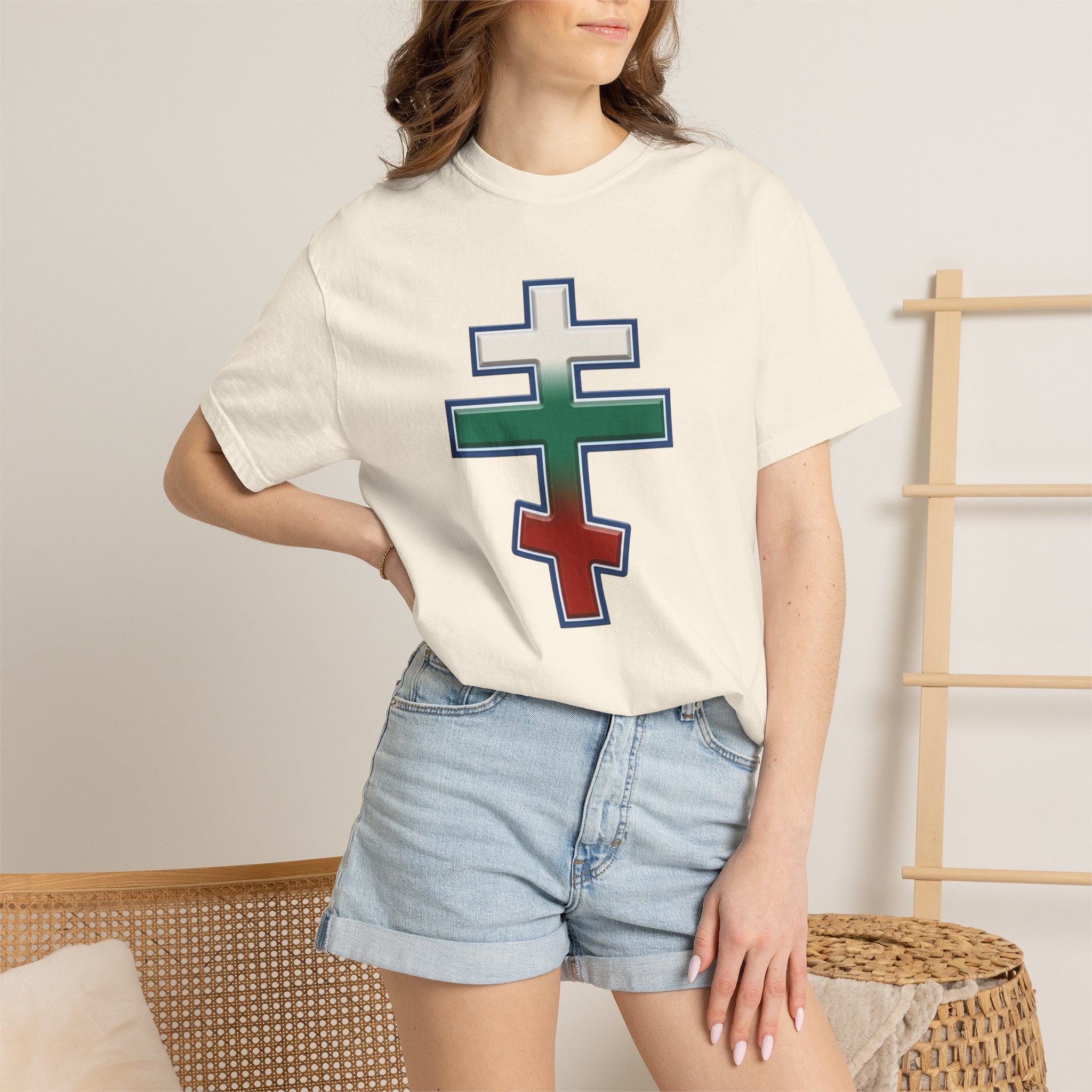 Bulgarian Orthodox Cross design on a heavyweight garment-dyed t-shirt