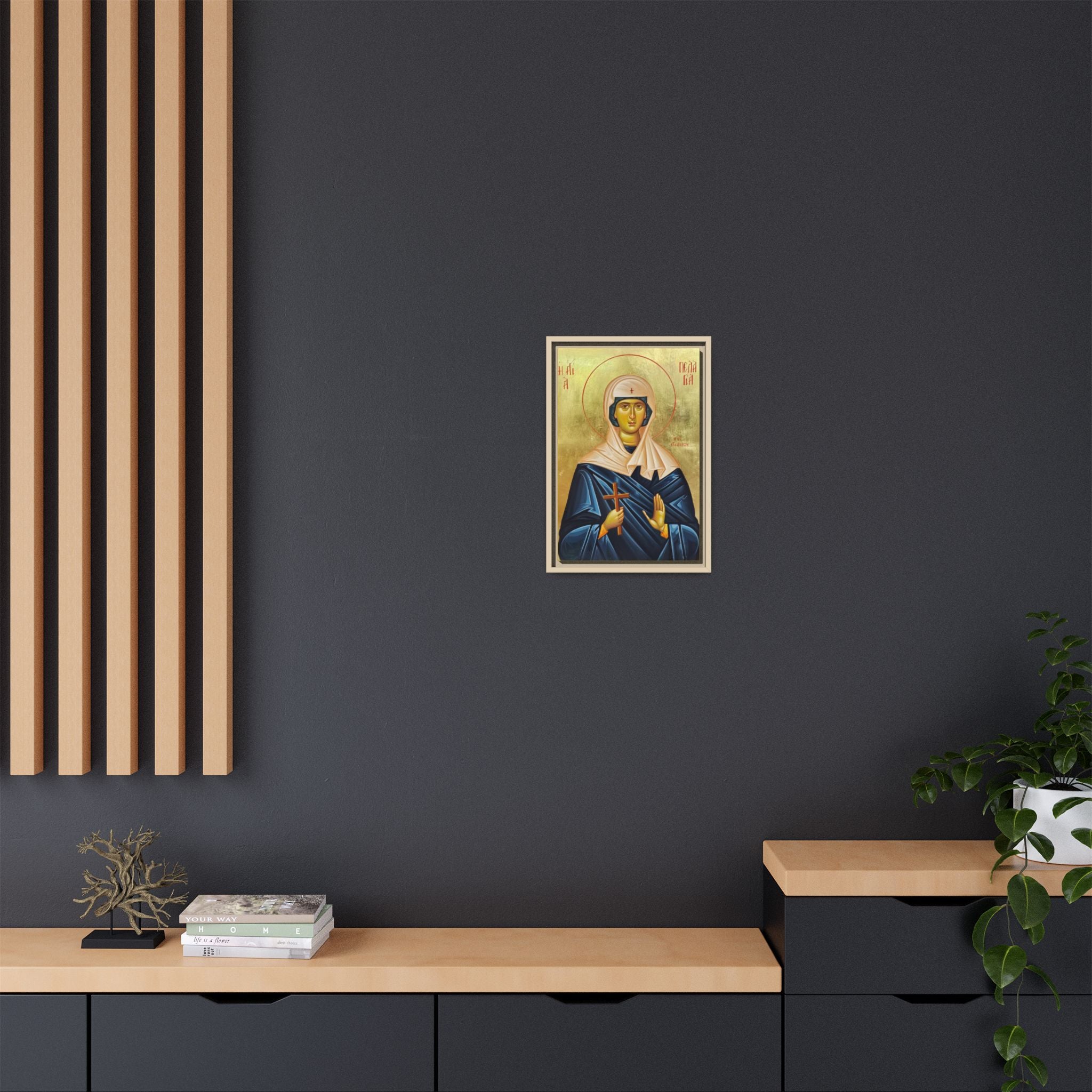 Framed canvas icon of Saint Pelagia the Penitent, traditional Orthodox Christian artwork