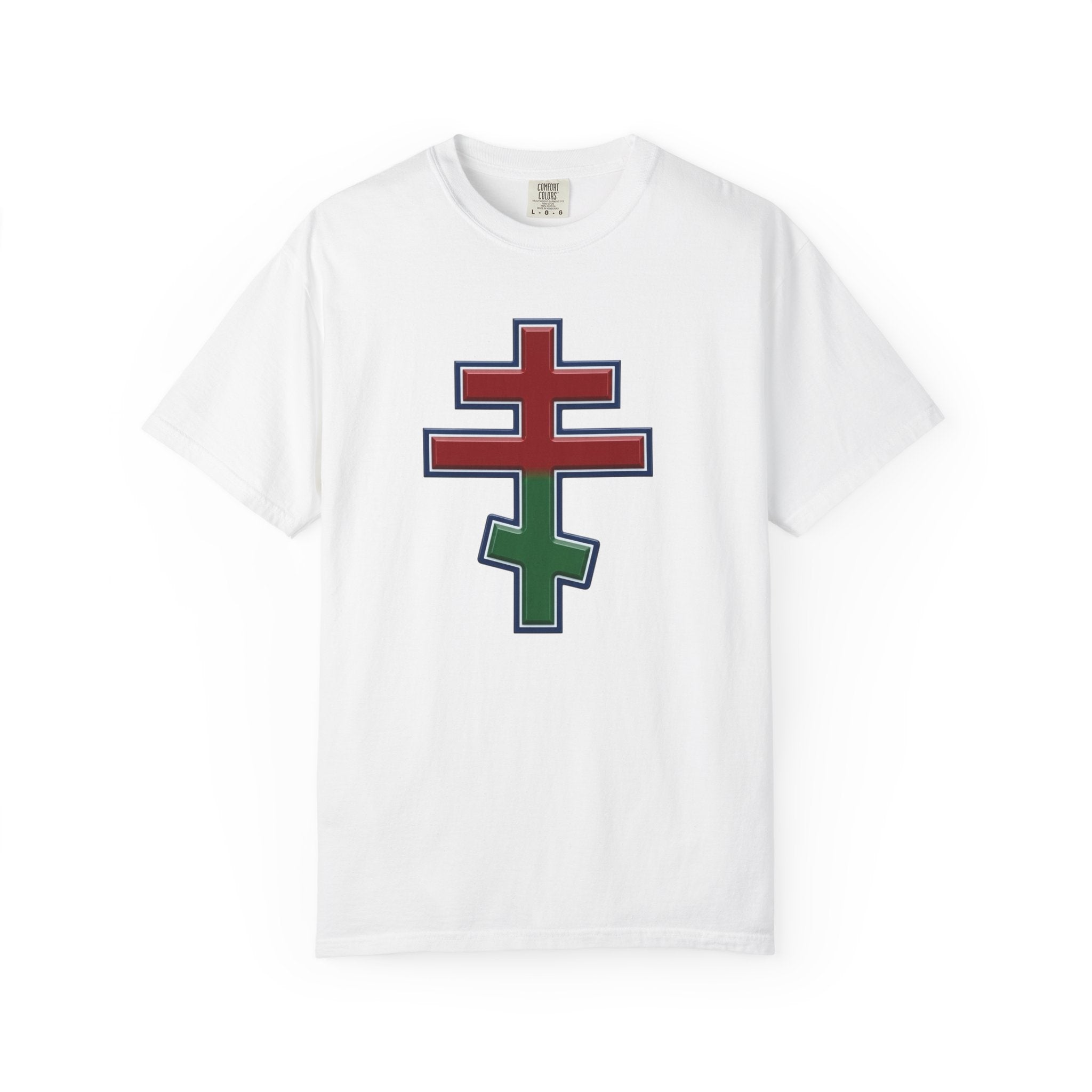 Belarusian Orthodox Cross design on a heavyweight garment-dyed t-shirt