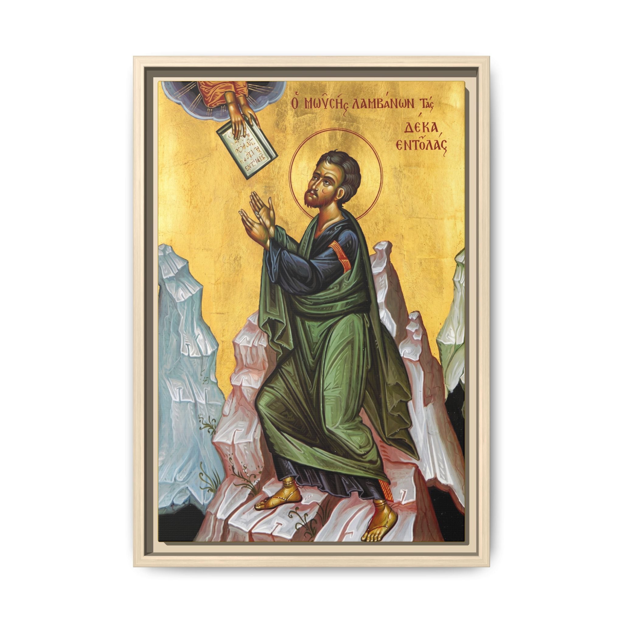 Framed canvas icon of Saint Moses the Prophet, traditional Orthodox Christian artwork