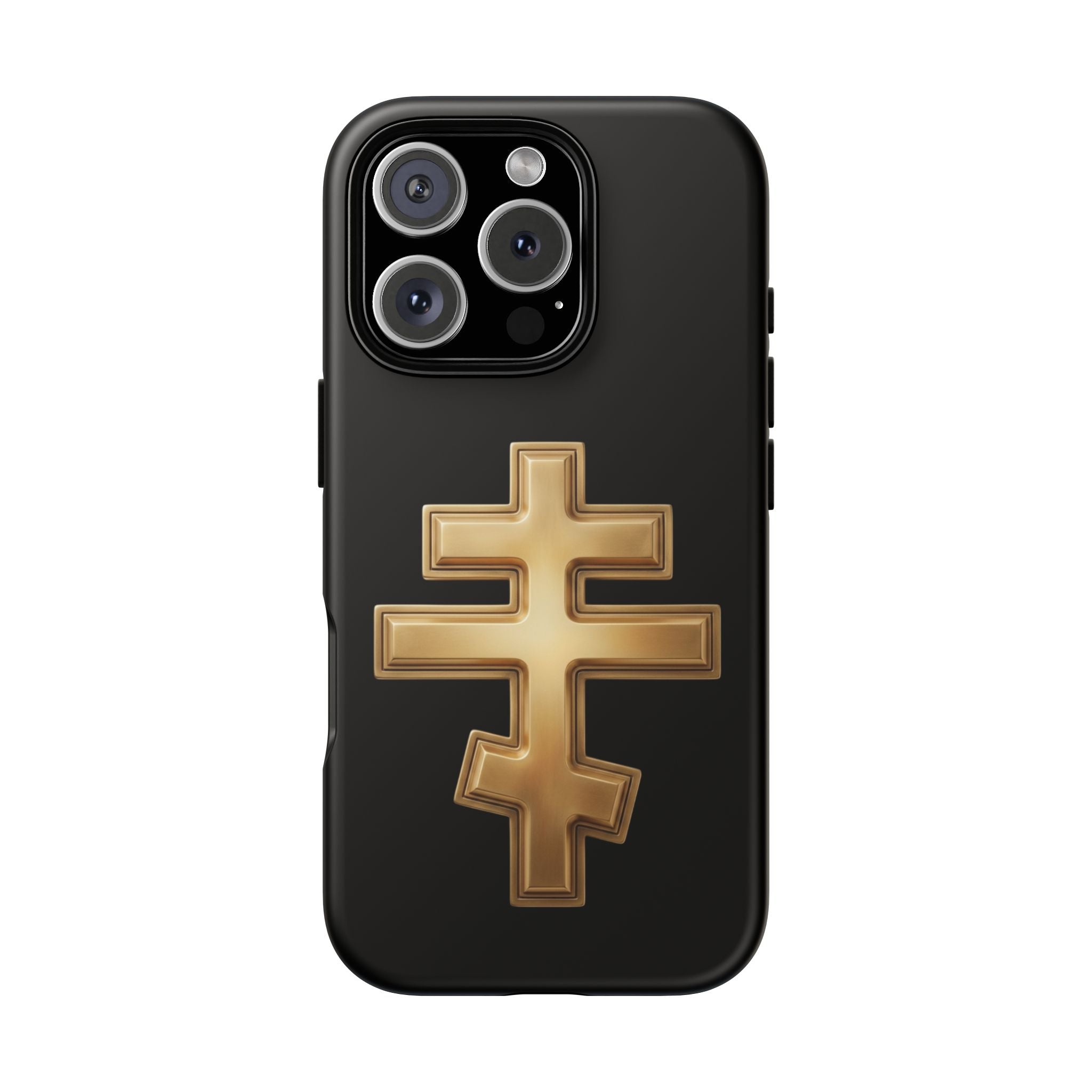 Classic gold classic Orthodox cross design on a matte phone case