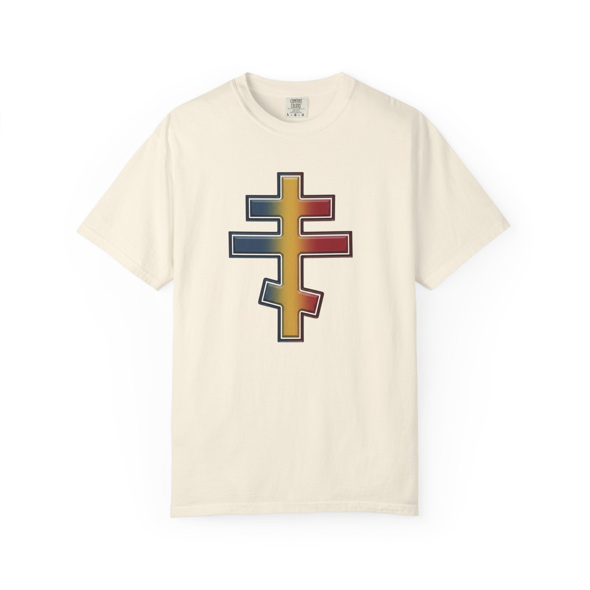 Moldovan Orthodox Cross design on a heavyweight garment-dyed t-shirt
