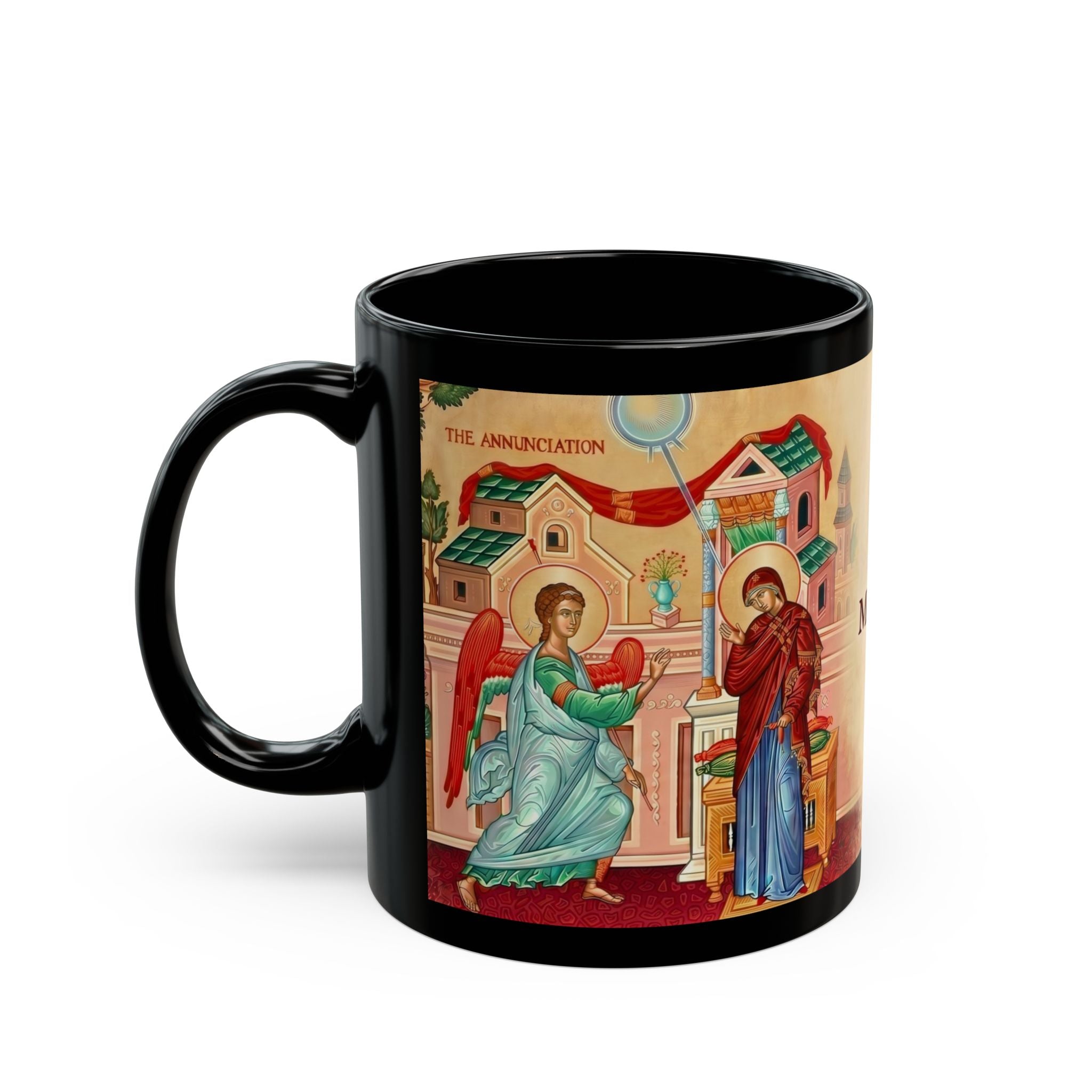 Annunciation Orthodox Christian Black Coffee Mug — Orthodox Christian Gift