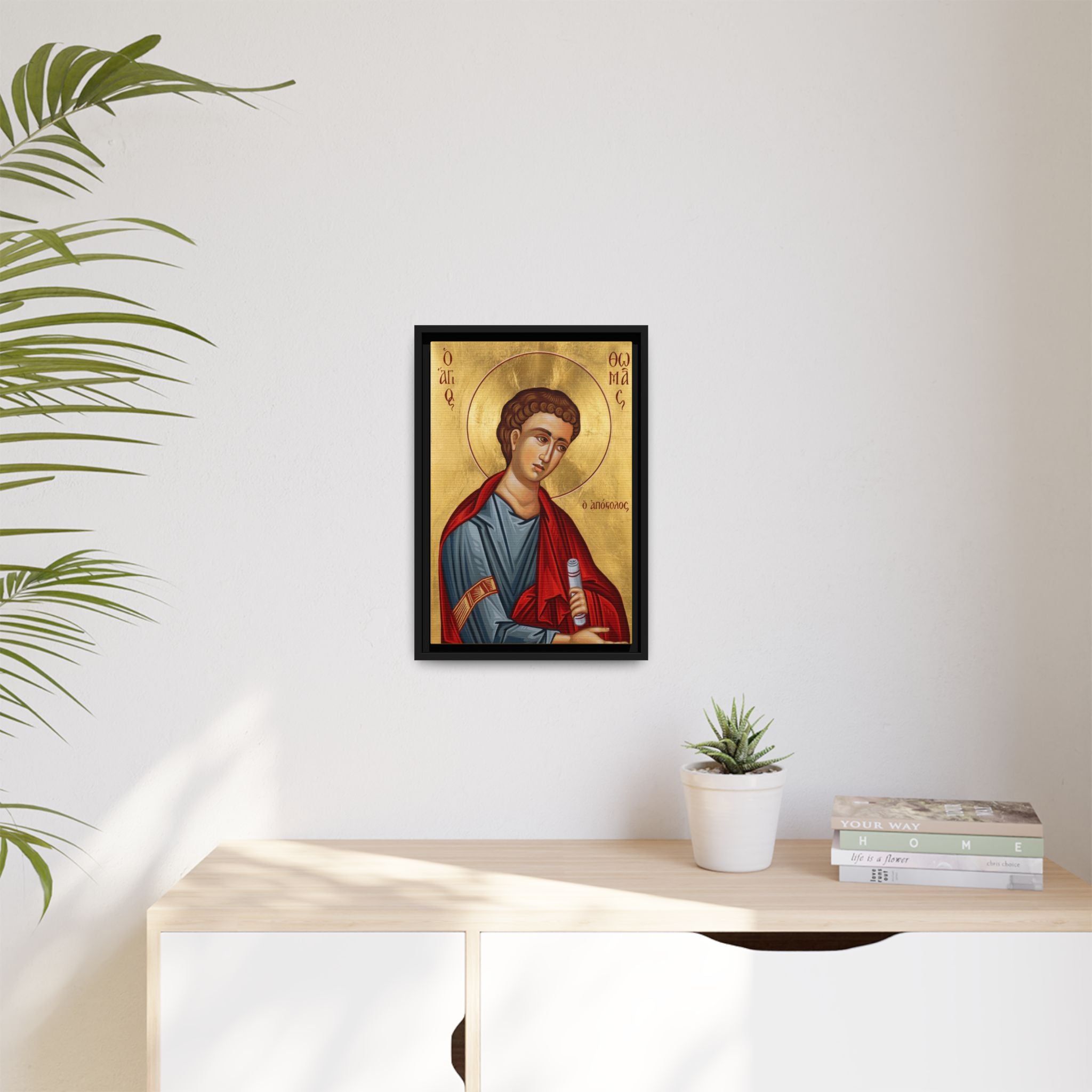 Framed canvas icon of Saint Thomas the Apostle, traditional Orthodox Christian artwork