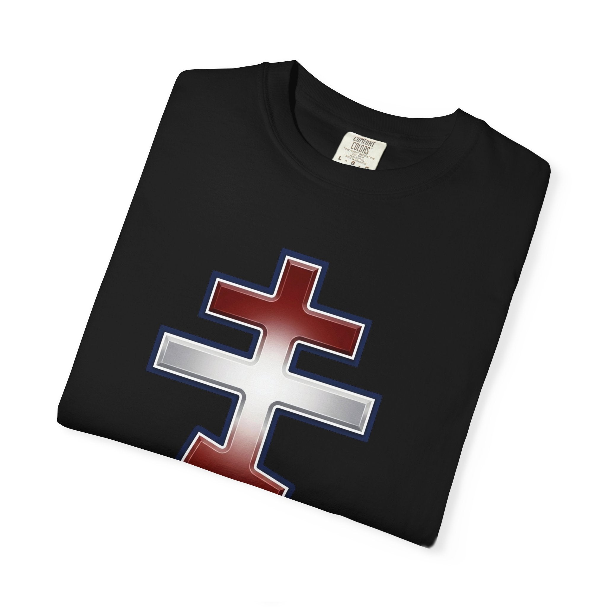 Lebanese Orthodox Cross design on a heavyweight garment-dyed t-shirt