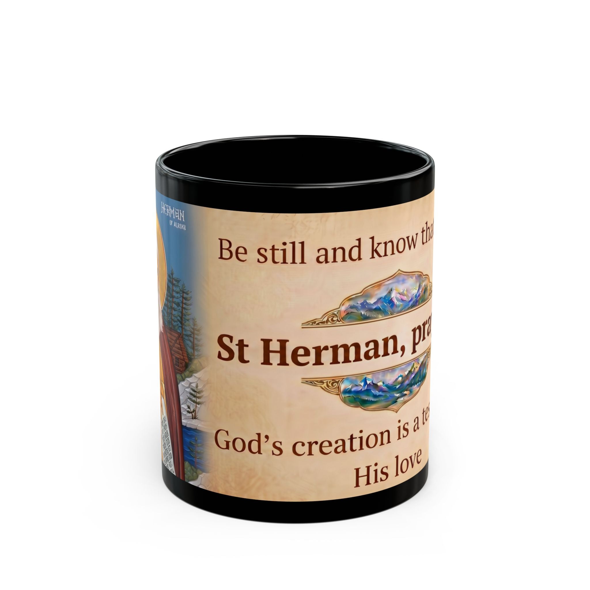 Saint Herman of Alaska Orthodox Christian Black Coffee Mug — Orthodox Christian Mug