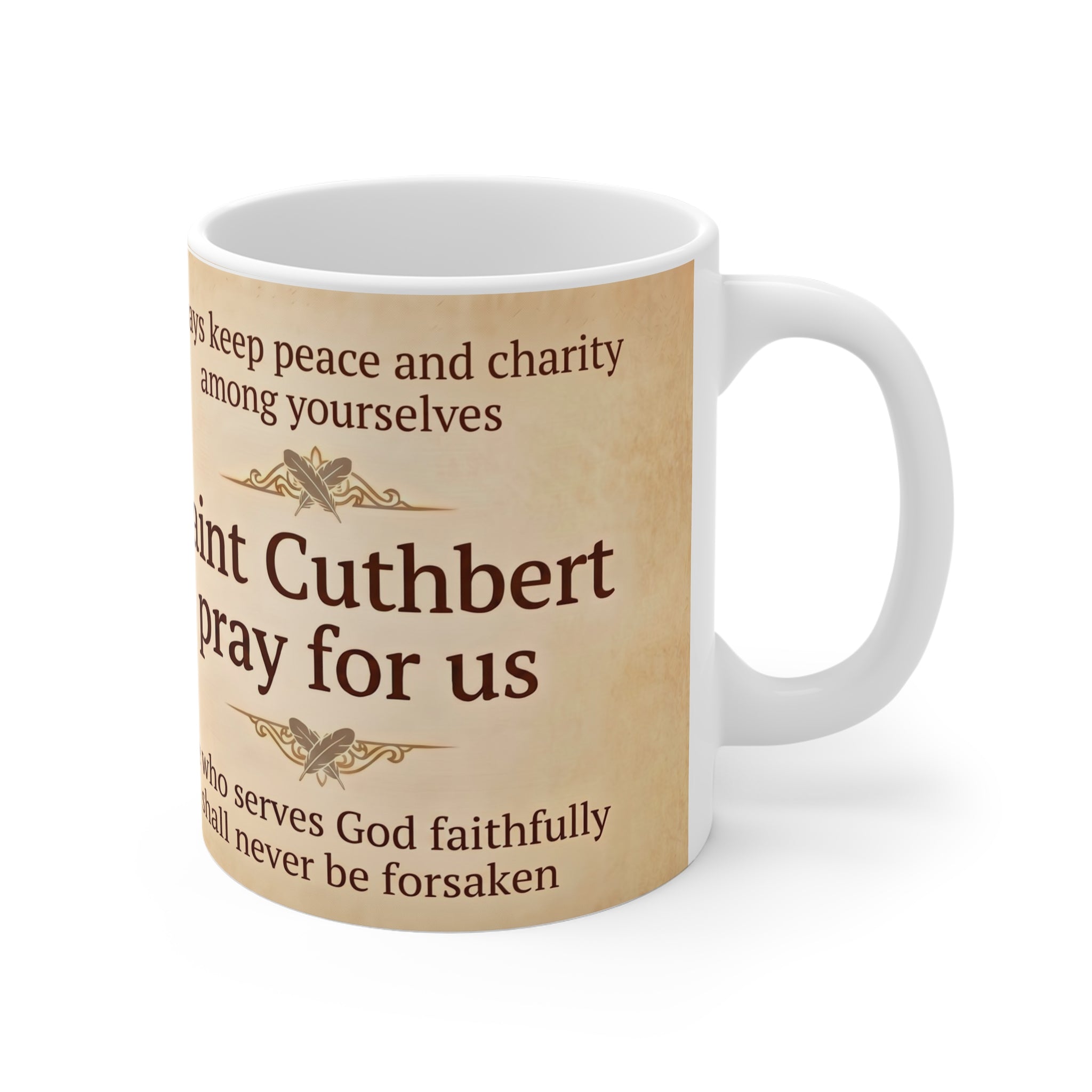 Saint Cuthbert of Lindisfarne White Coffee Mug