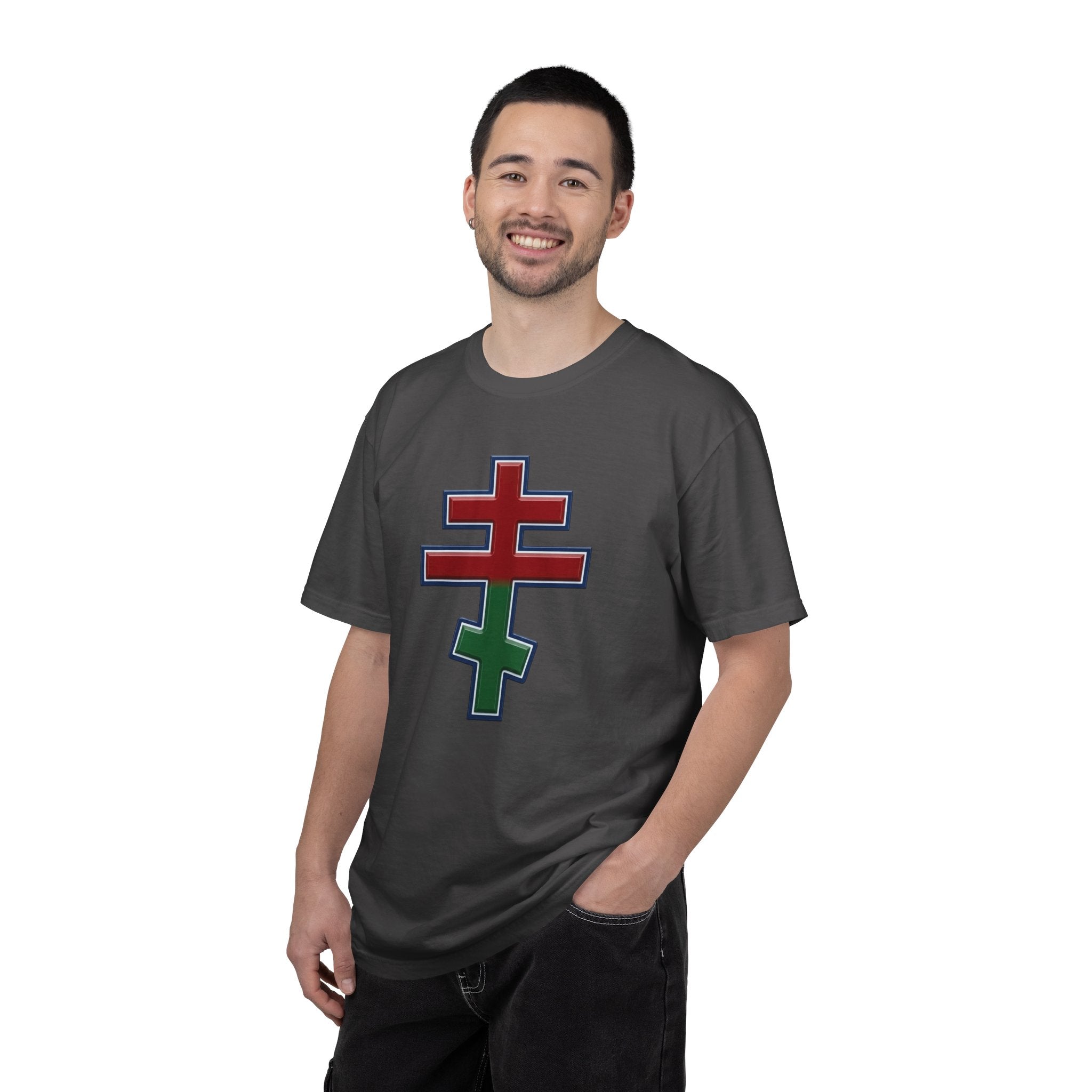 Belarusian Orthodox Cross design on a heavyweight garment-dyed t-shirt