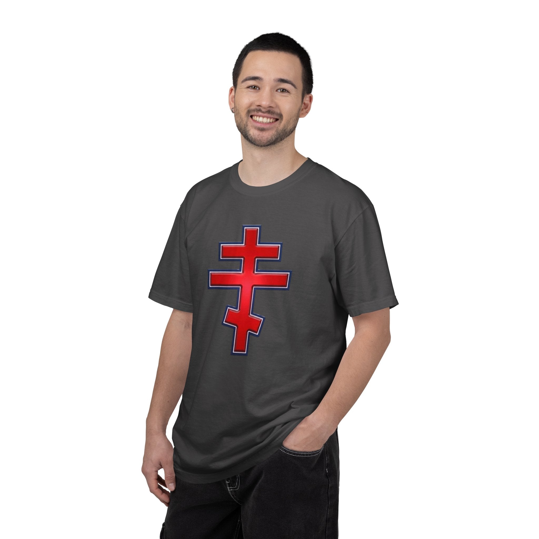 Montenegrin Orthodox Cross design on a heavyweight garment-dyed t-shirt