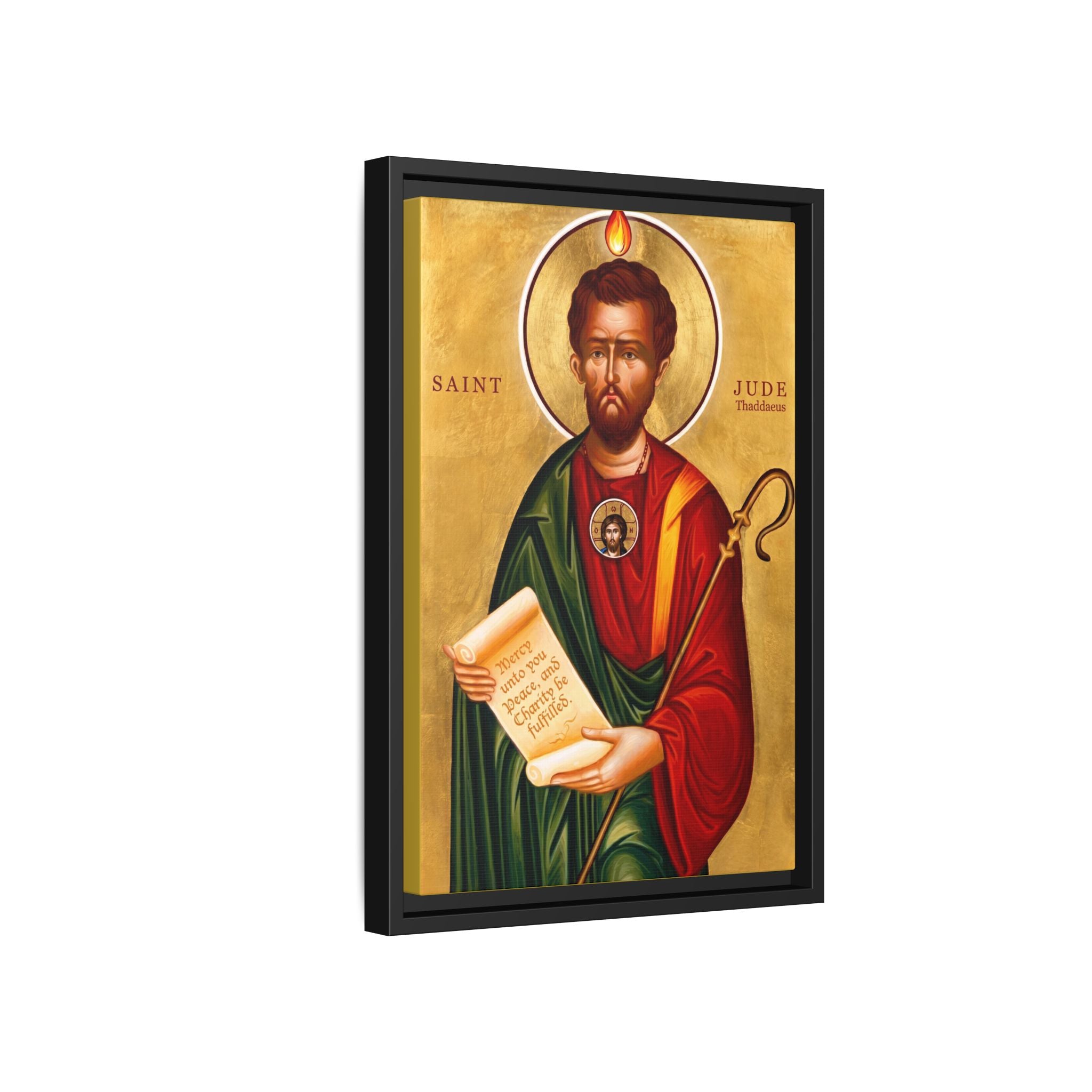 Framed canvas icon of Saint Jude Thaddeus the Apostle, traditional Orthodox Christian artwork