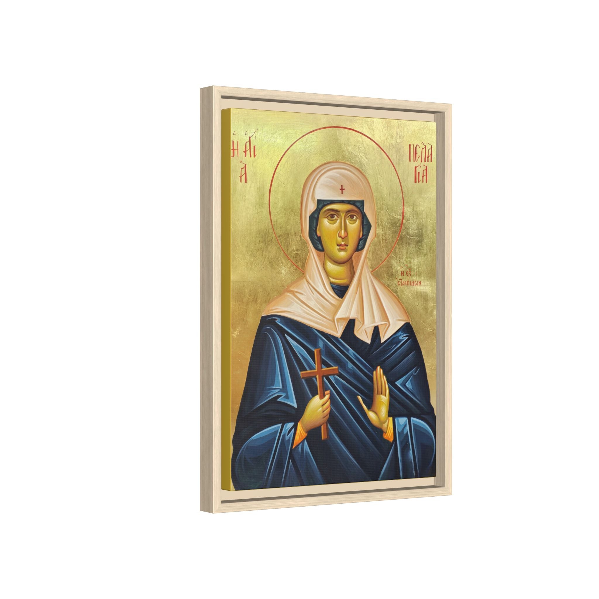 Framed canvas icon of Saint Pelagia the Penitent, traditional Orthodox Christian artwork