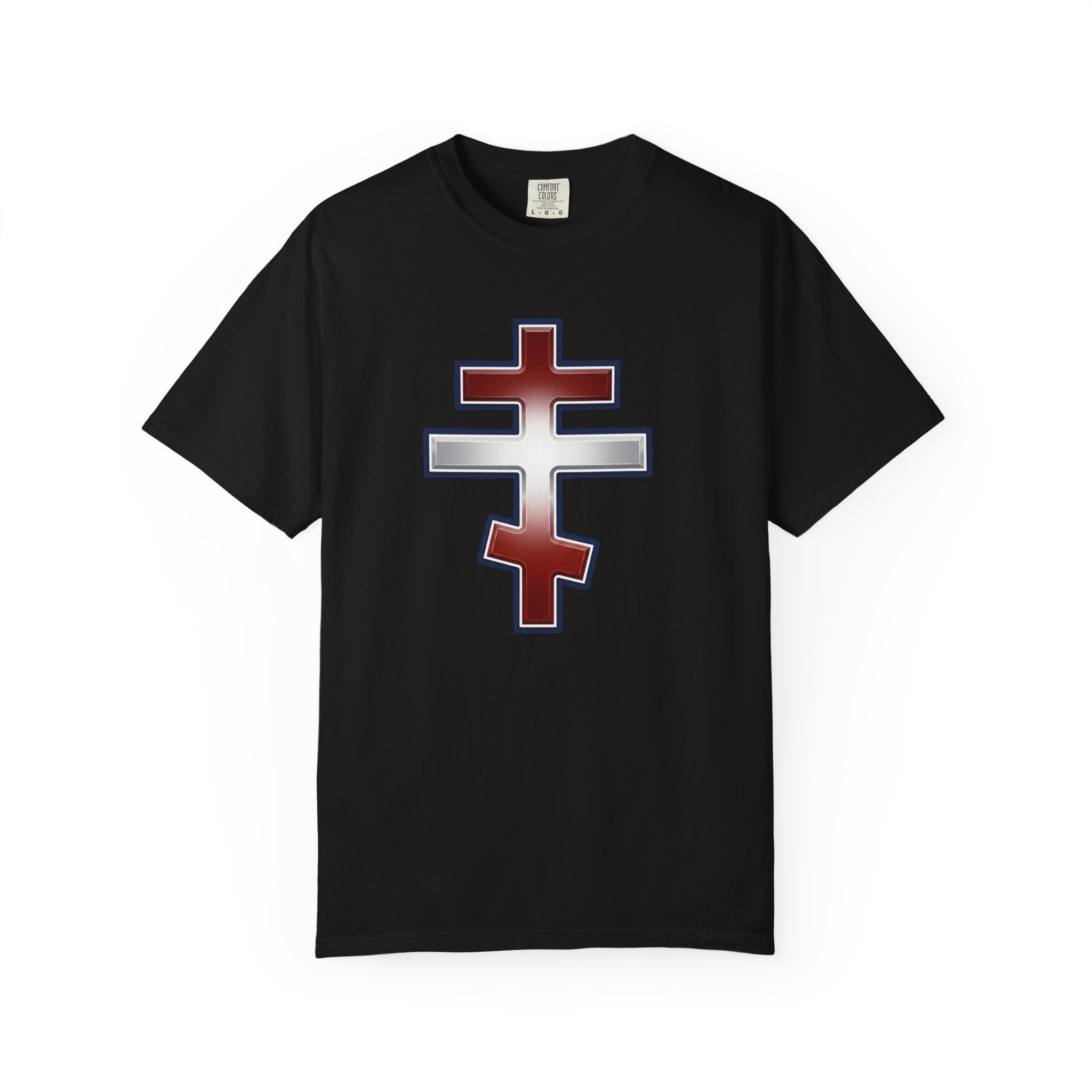 Lebanese Orthodox Cross design on a heavyweight garment-dyed t-shirt