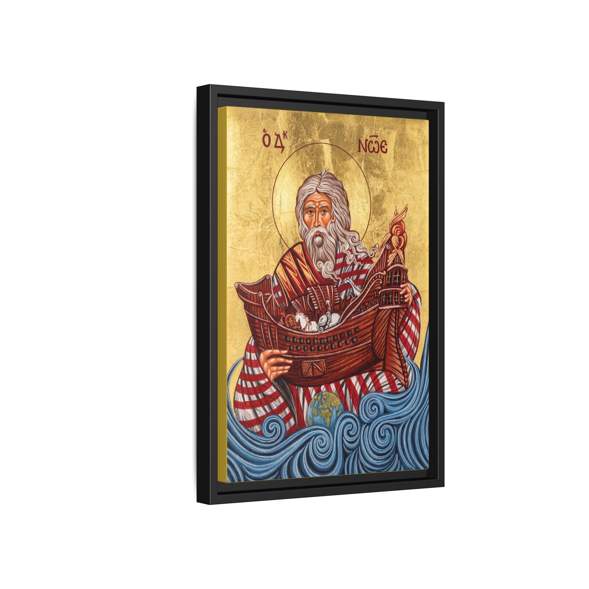 Framed canvas icon of Saint Noah the Righteous, traditional Orthodox Christian artwork
