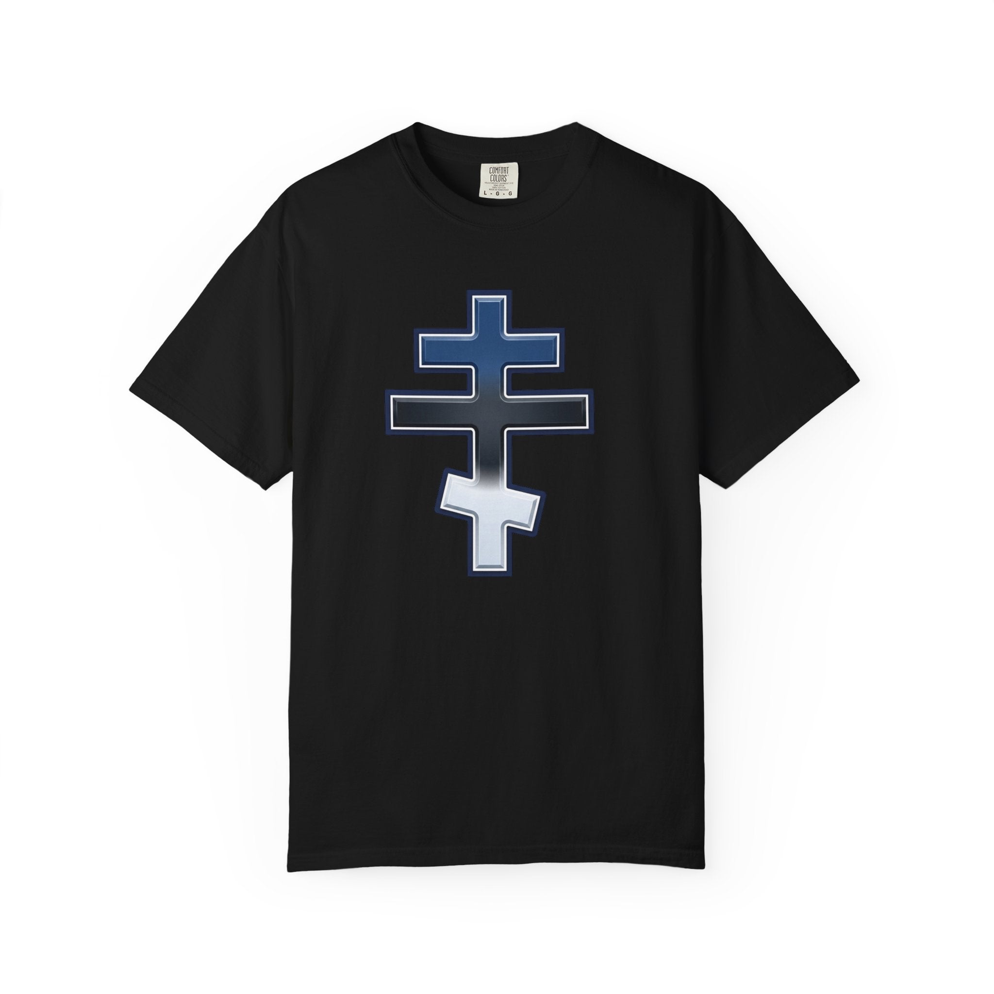 Estonian Orthodox Cross design on a heavyweight garment-dyed t-shirt