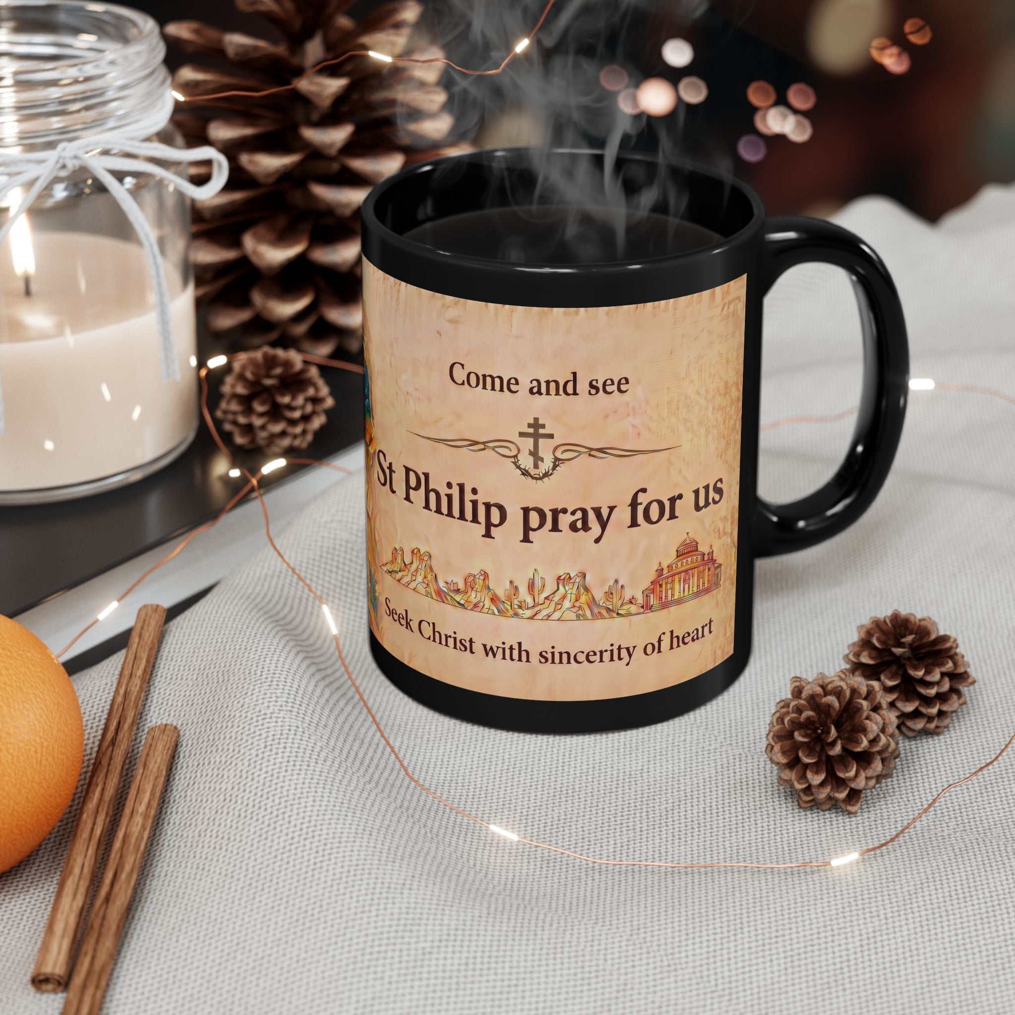 Saint Philip the Apostle Orthodox Christian Black Coffee Mug — Orthodox Coffee Mug