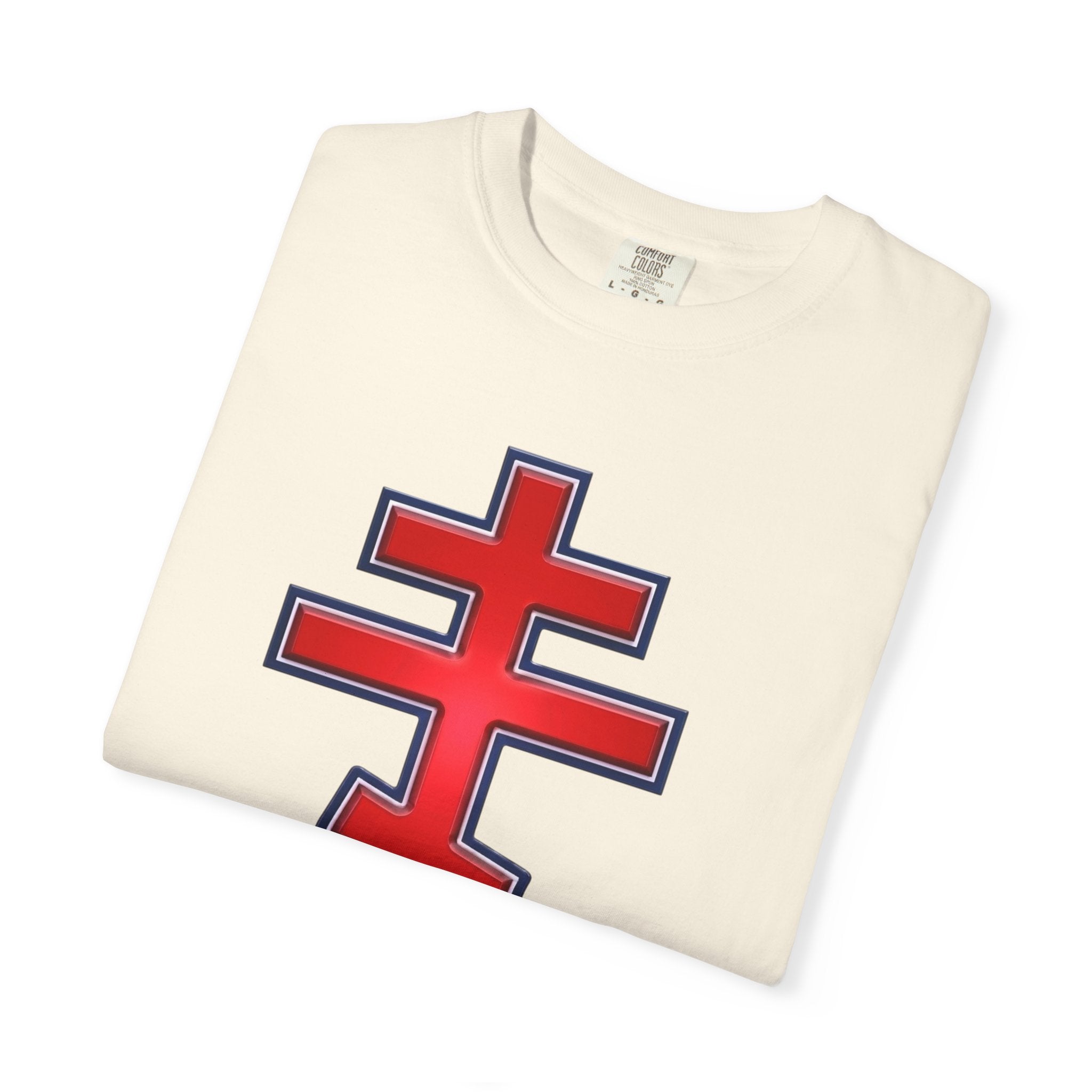 Montenegrin Orthodox Cross design on a heavyweight garment-dyed t-shirt