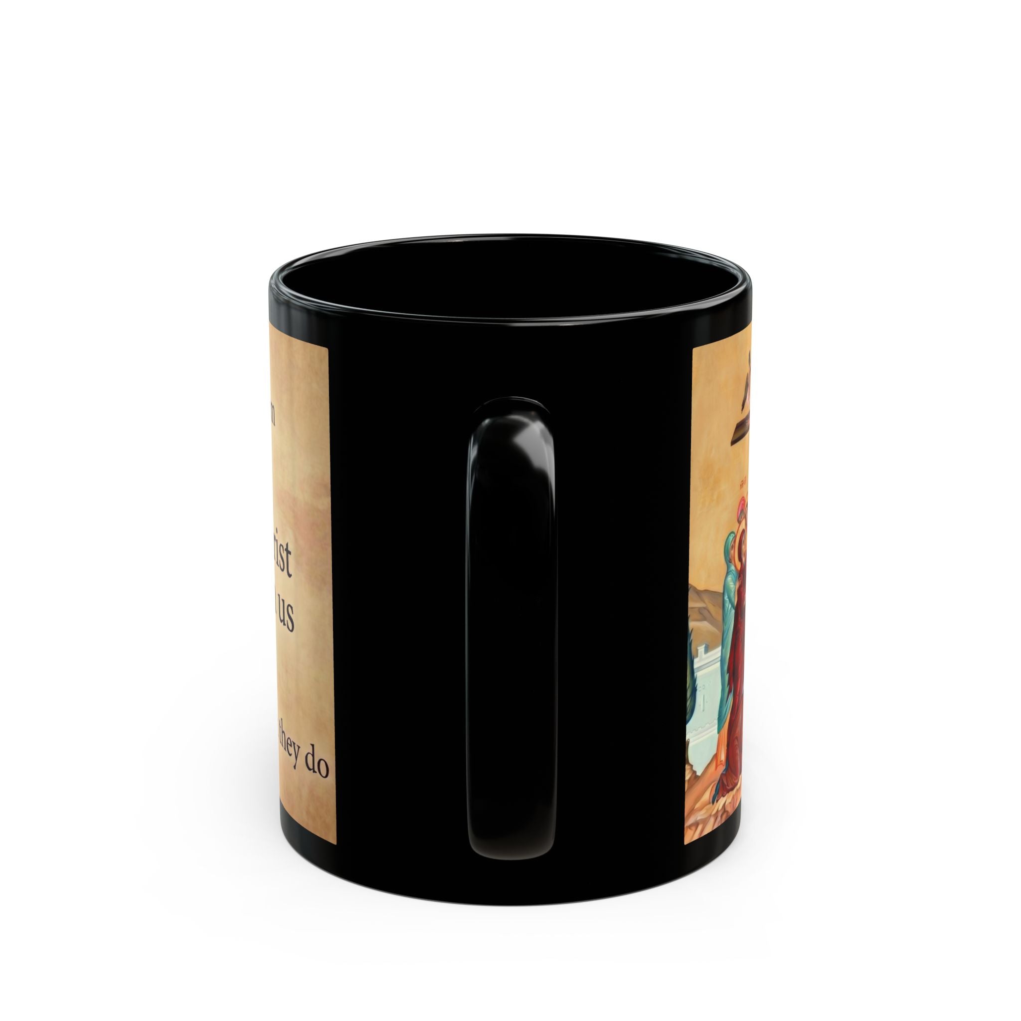 Crucifixion of Christ Orthodox Christian Black Coffee Mug — Orthodox Faith Gift