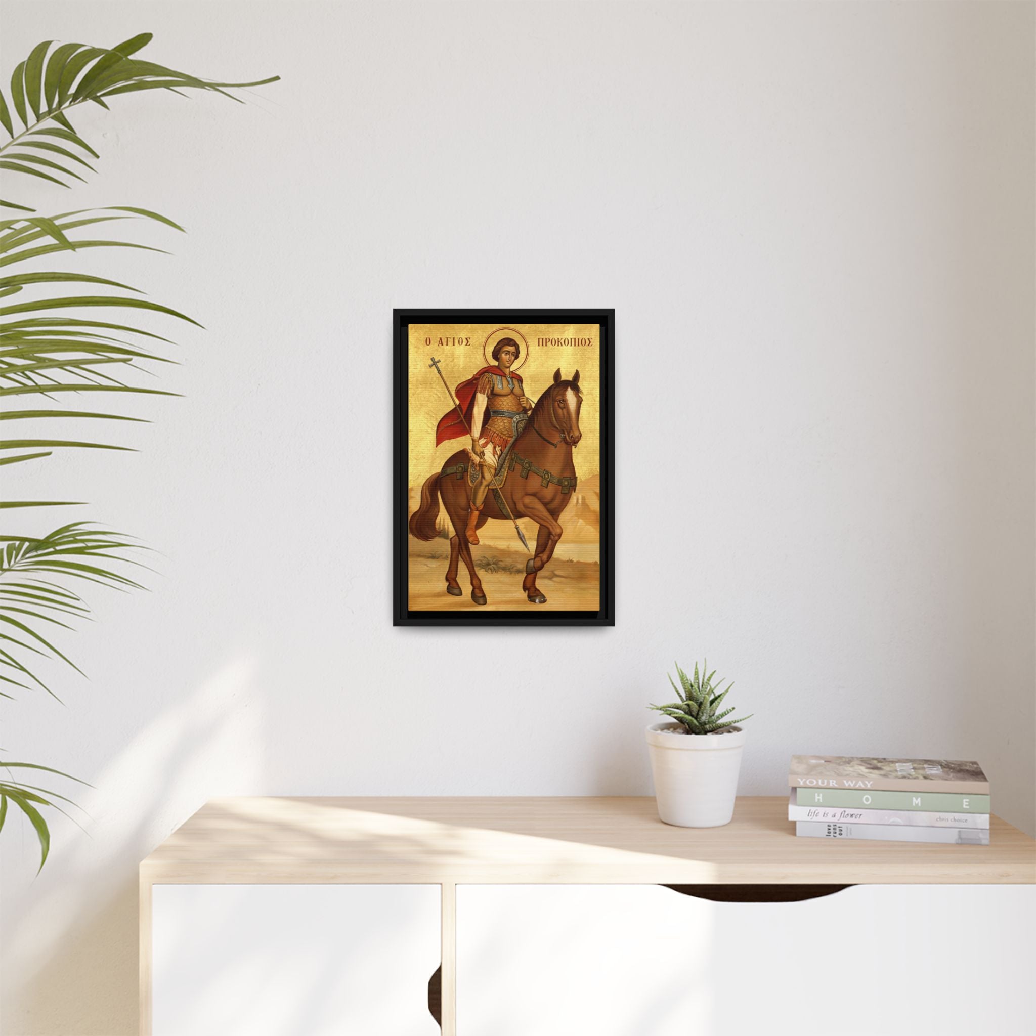 Framed canvas icon of Saint Procopius the Great Martyr, traditional Orthodox Christian artwork