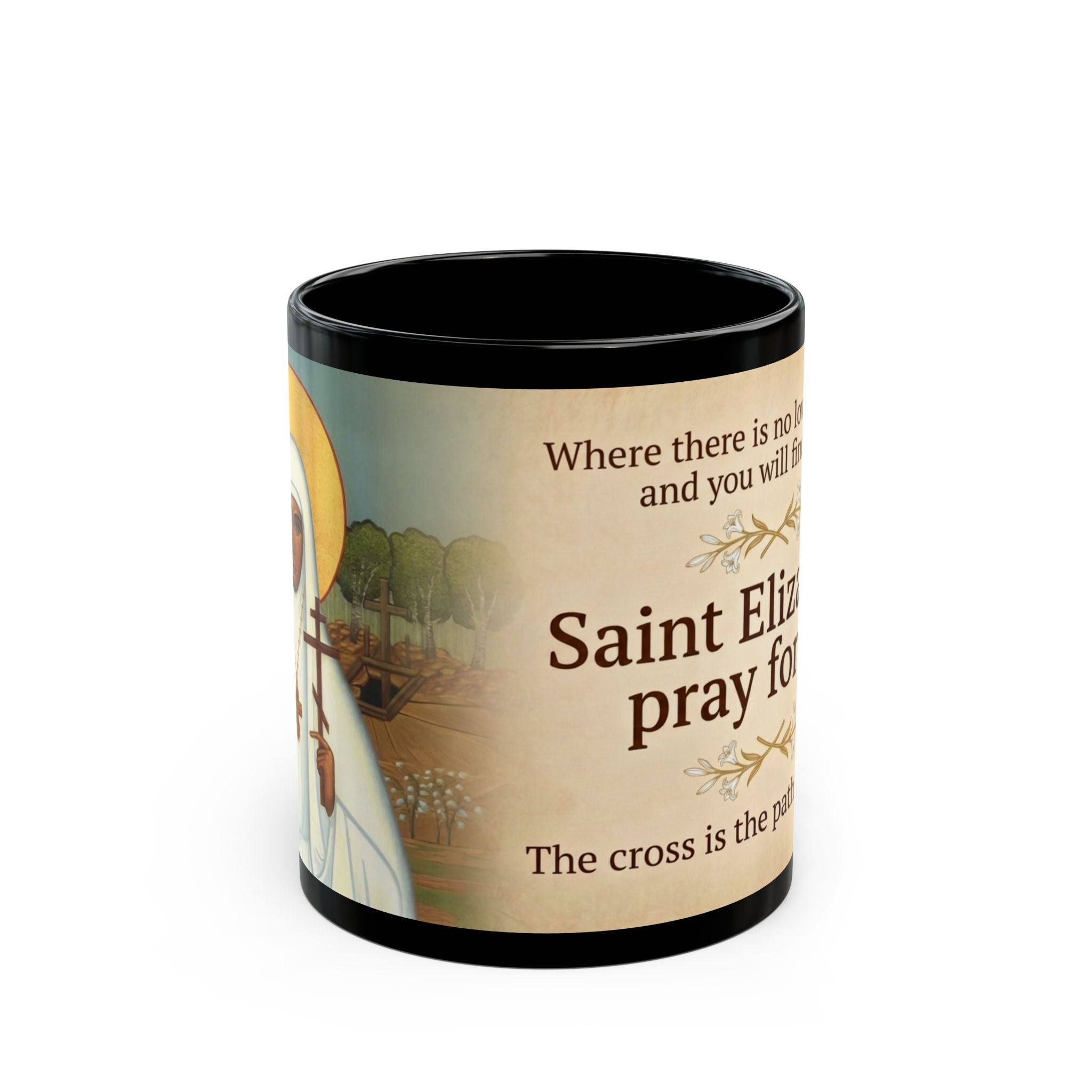 New Martyr Elizabeth Black Coffee Mug