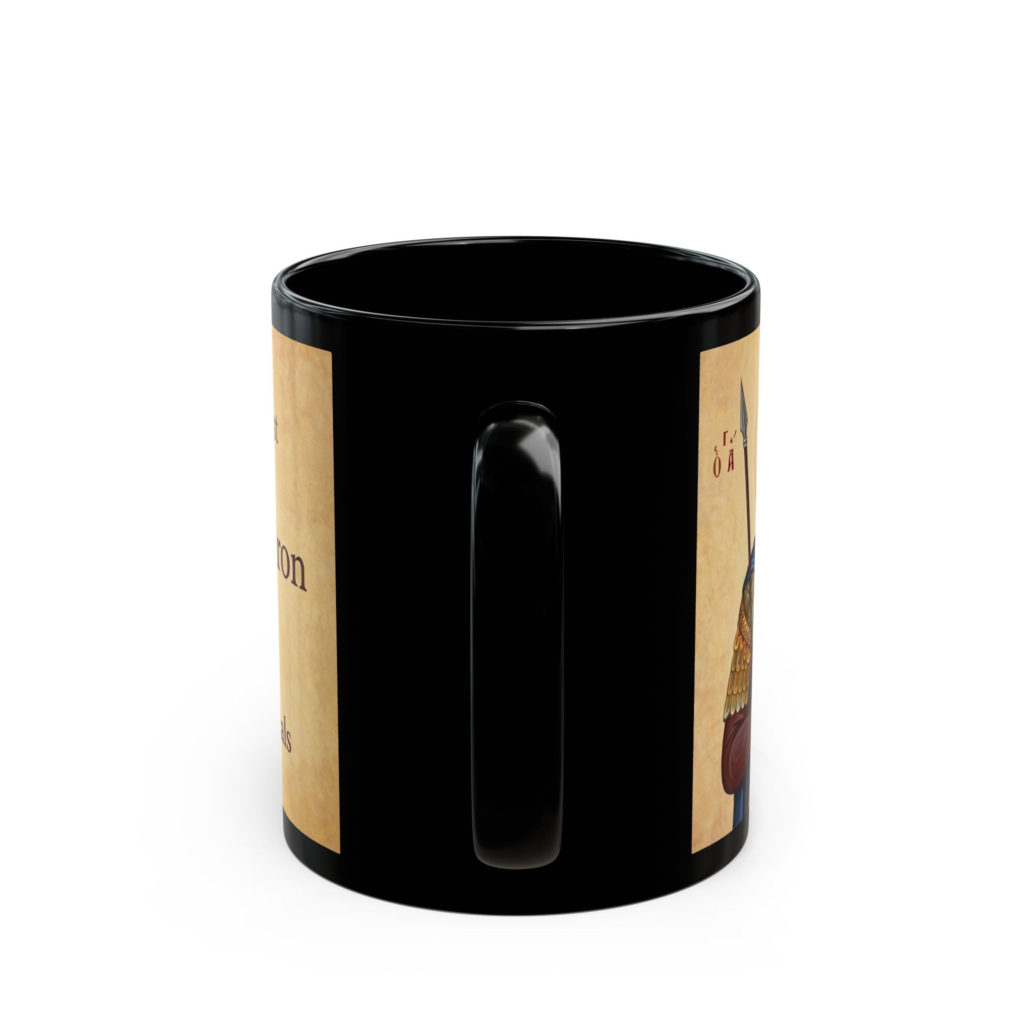 Saint Theodore Tiron Orthodox Christian Black Coffee Mug — Orthodox Faith Gift