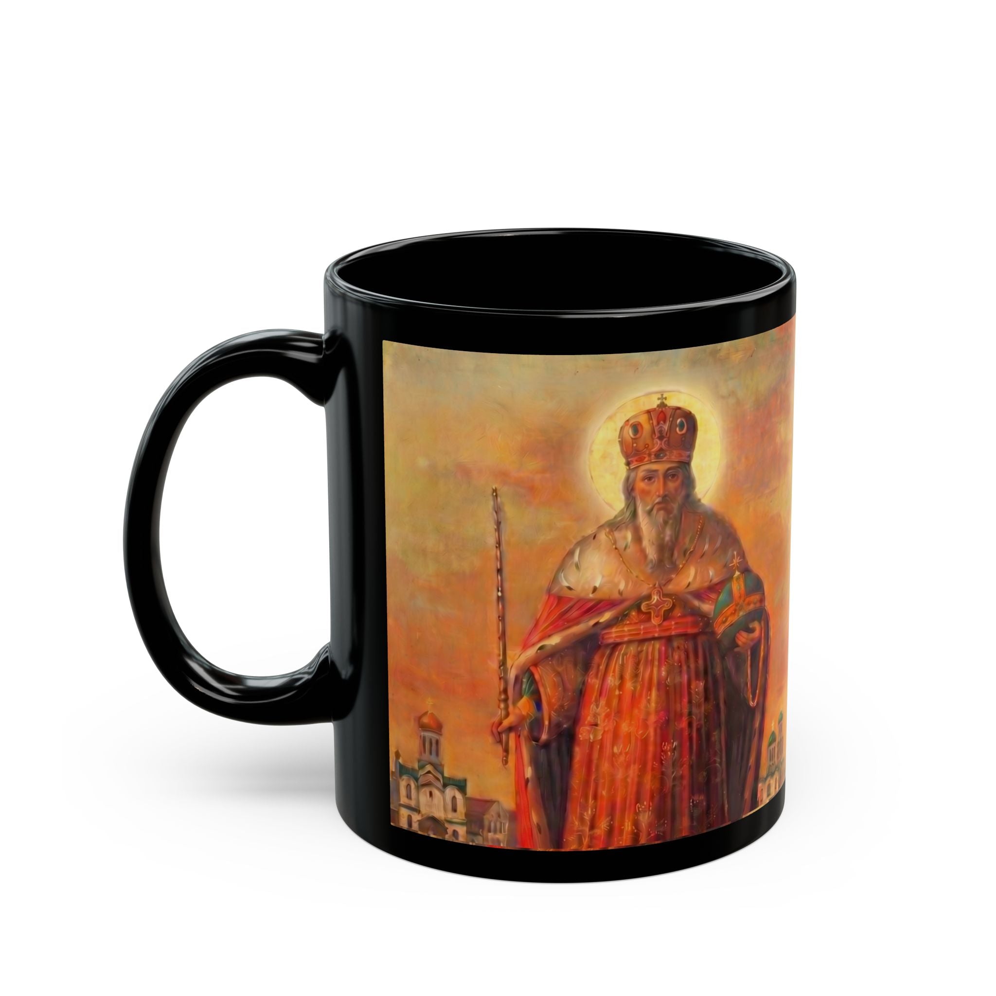 Saint Vladimir the Great Orthodox Christian Black Coffee Mug — Orthodox Christian Gift