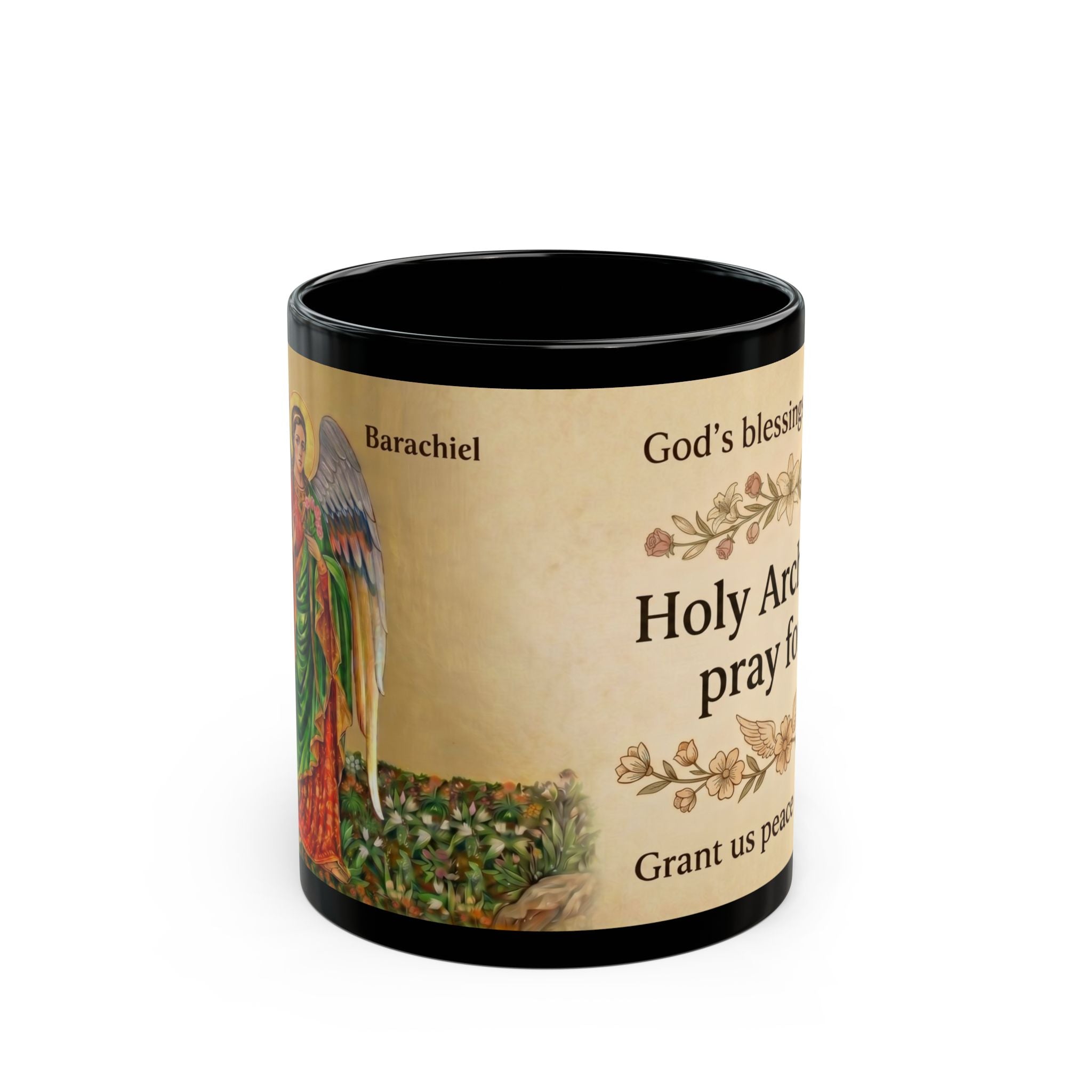 Archangel Barachiel Orthodox Christian Black Coffee Mug — Orthodox Christian Mug
