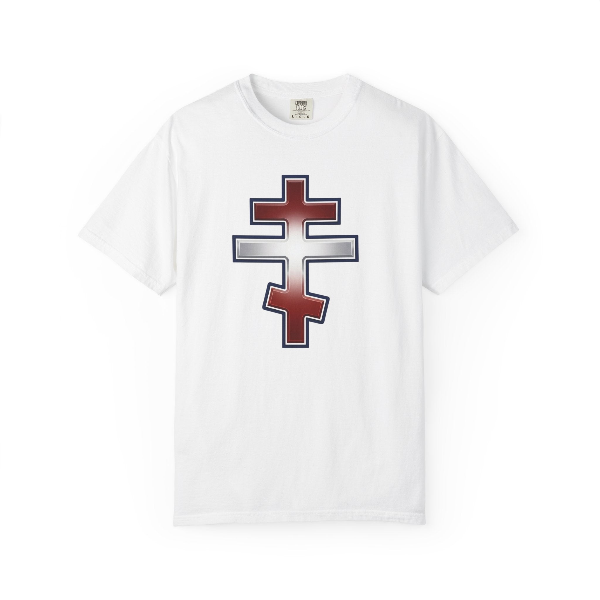 Lebanese Orthodox Cross design on a heavyweight garment-dyed t-shirt