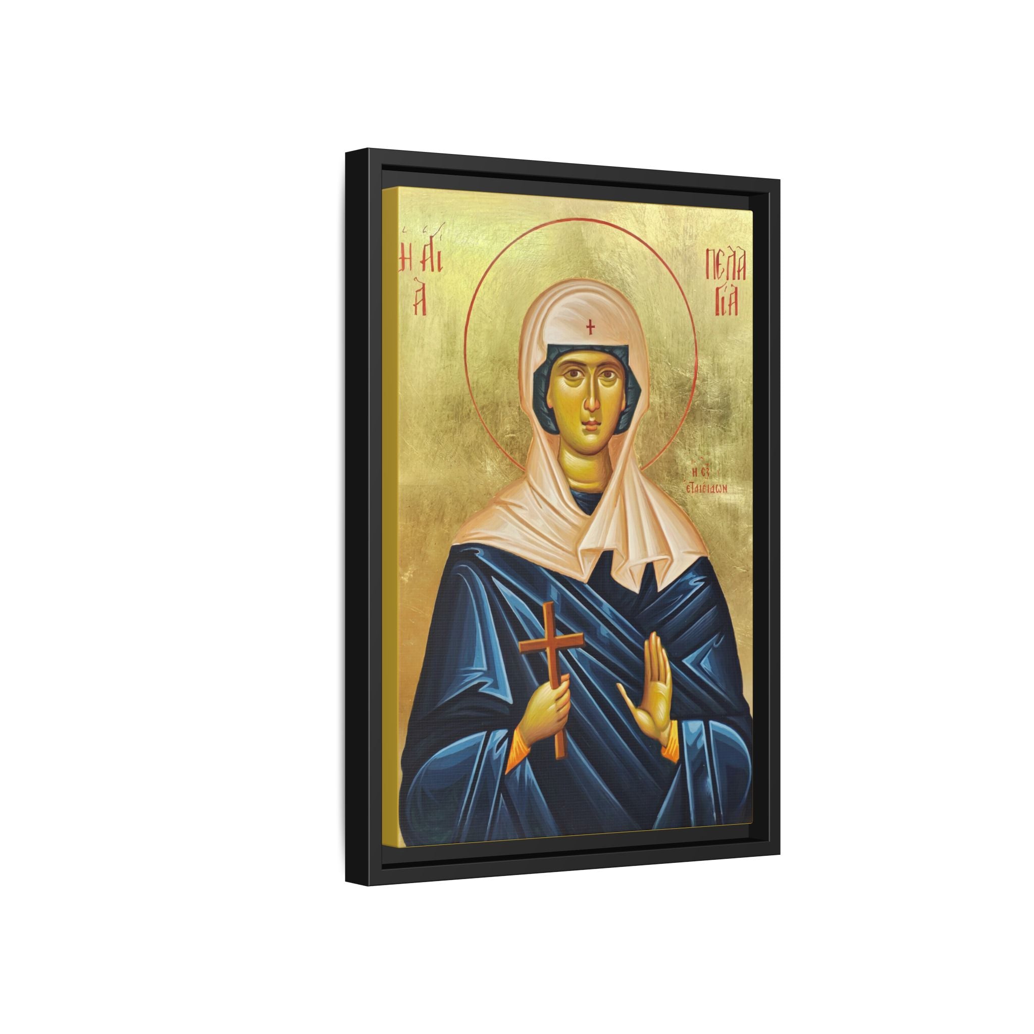 Framed canvas icon of Saint Pelagia the Penitent, traditional Orthodox Christian artwork