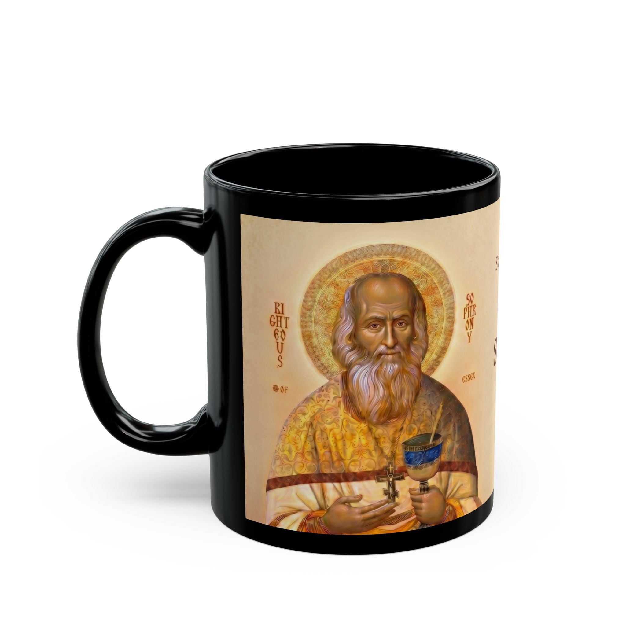 Saint Sophrony of Essex Orthodox Christian Black Coffee Mug — Orthodox Christian Gift