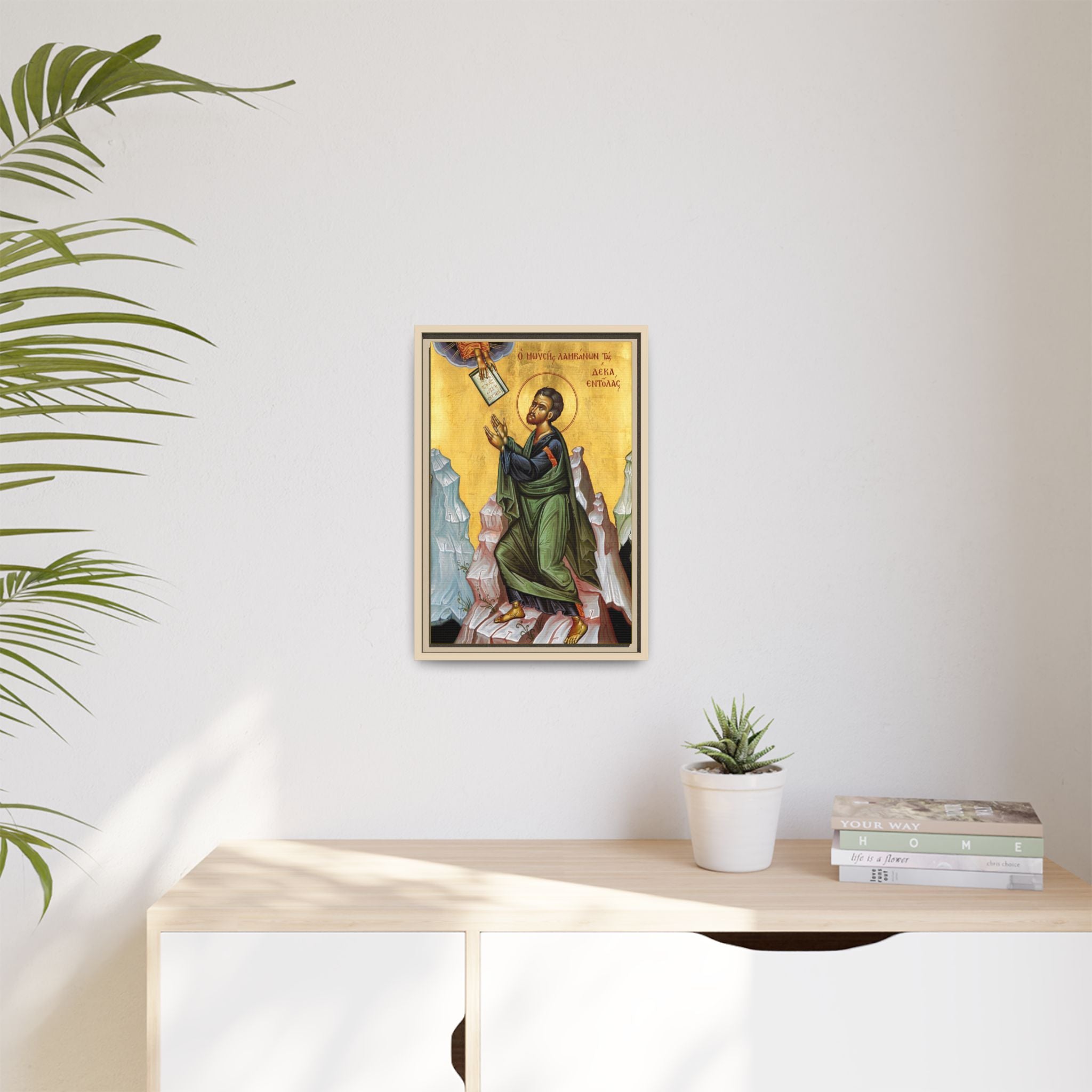 Framed canvas icon of Saint Moses the Prophet, traditional Orthodox Christian artwork