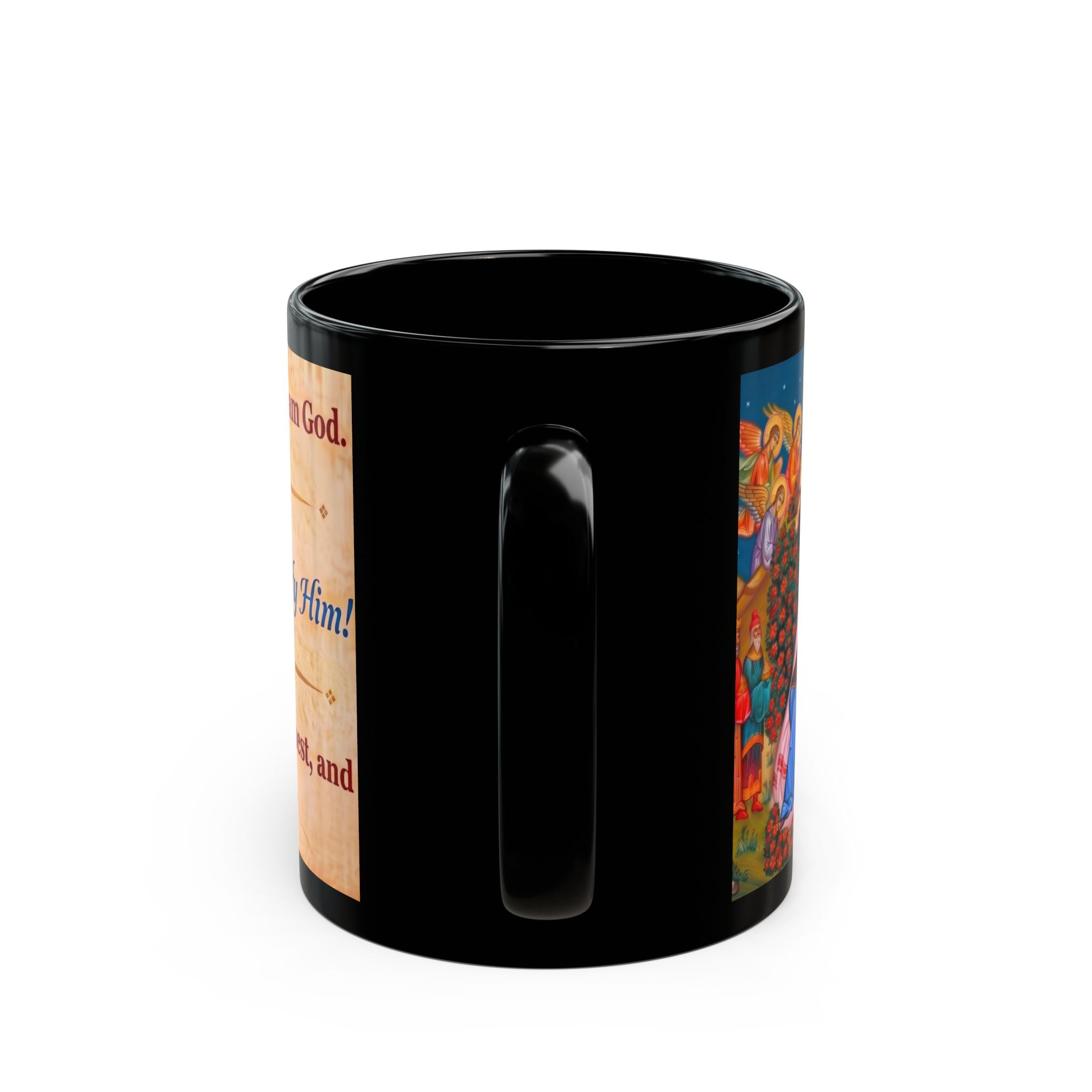 Nativity of Christ Orthodox Christian Black Coffee Mug — Orthodox Faith Gift