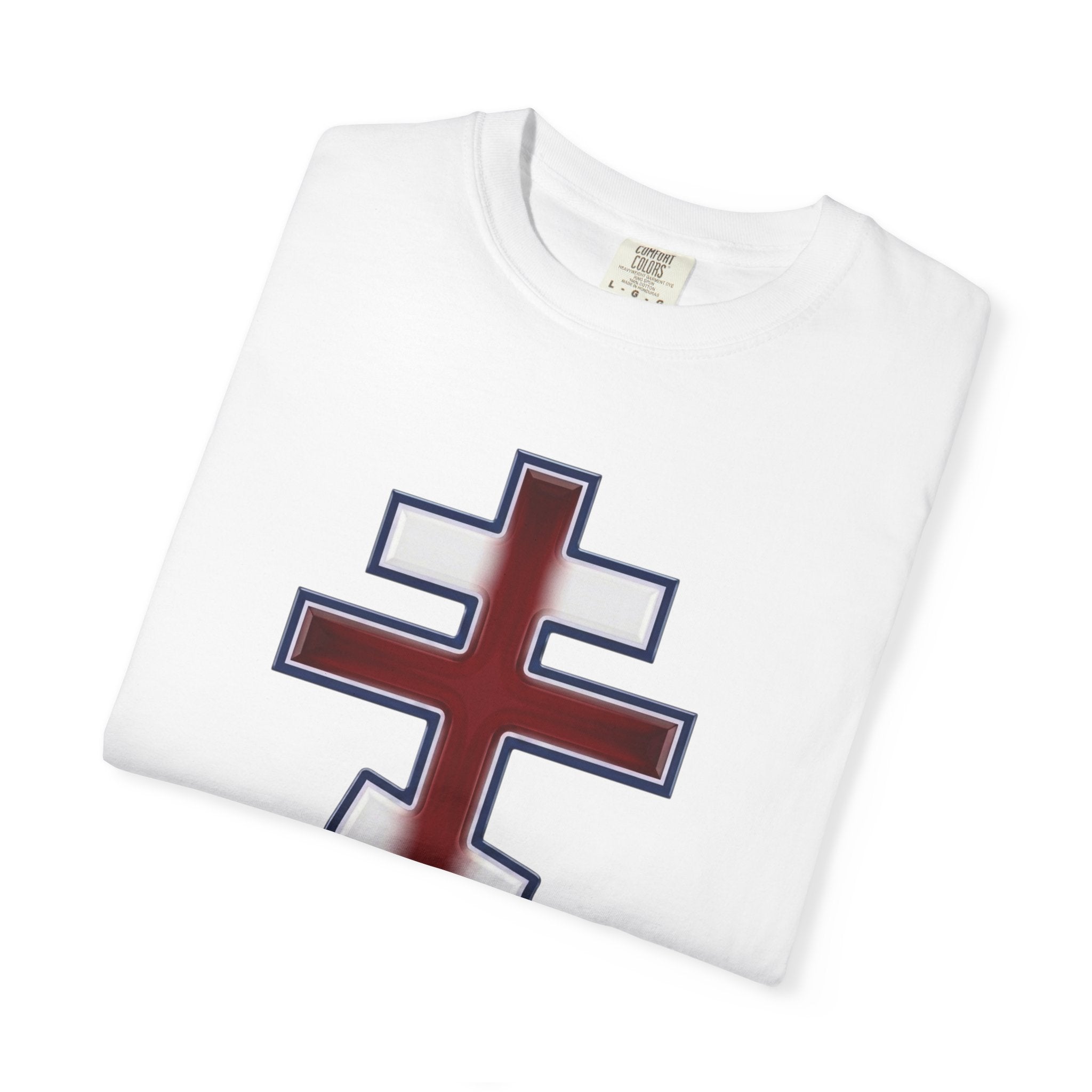 United Kingdom Orthodox Cross design on a heavyweight garment-dyed t-shirt