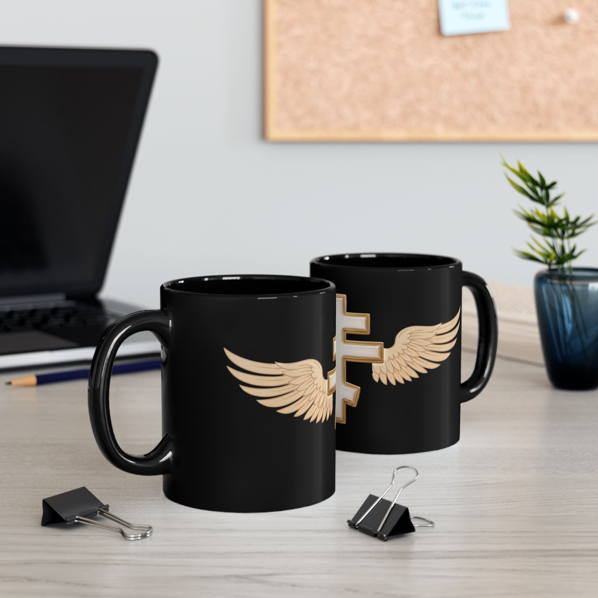White Orthodox Cross Orthodox Christian Black Coffee Mug — Christian Gift Idea