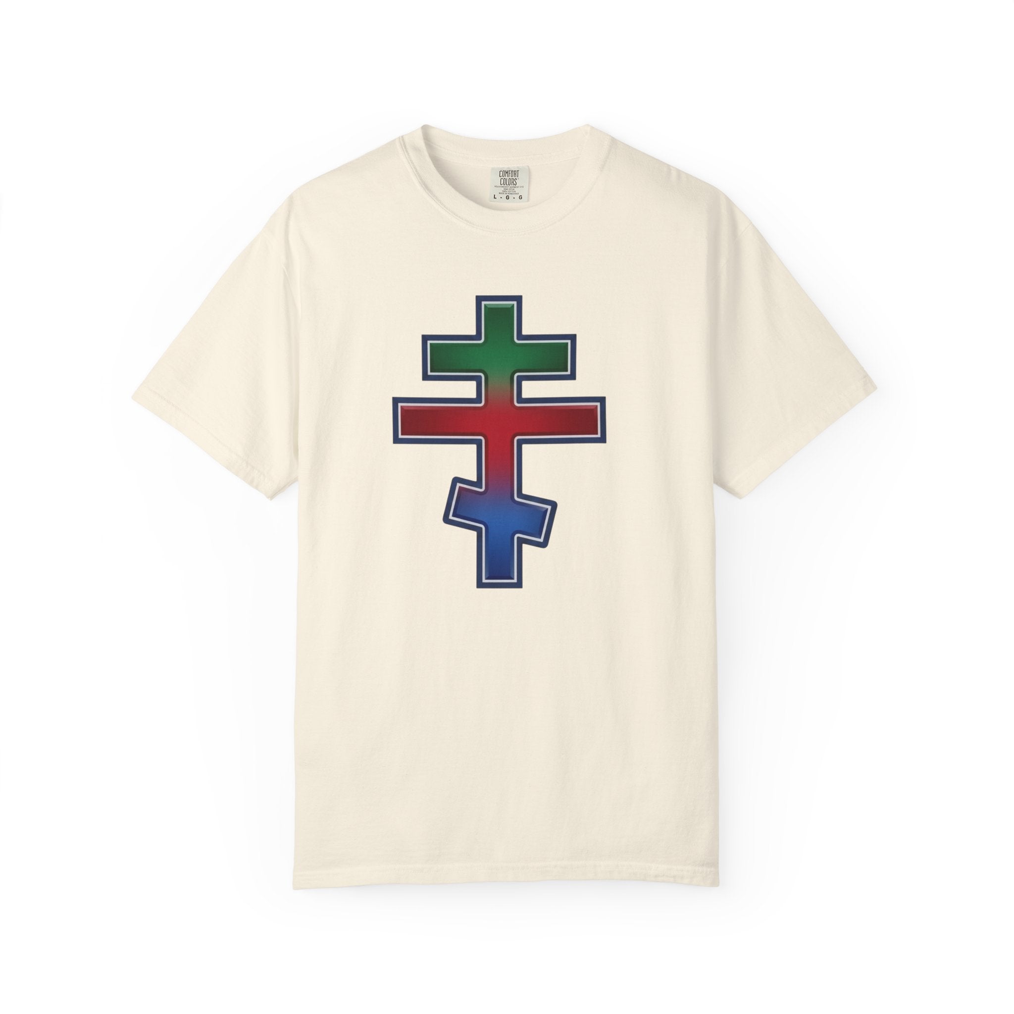 Eritrean Orthodox Cross design on a heavyweight garment-dyed t-shirt