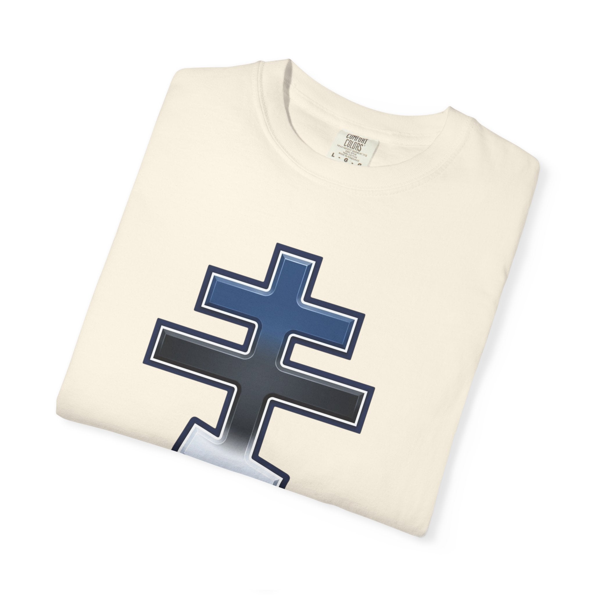 Estonian Orthodox Cross design on a heavyweight garment-dyed t-shirt