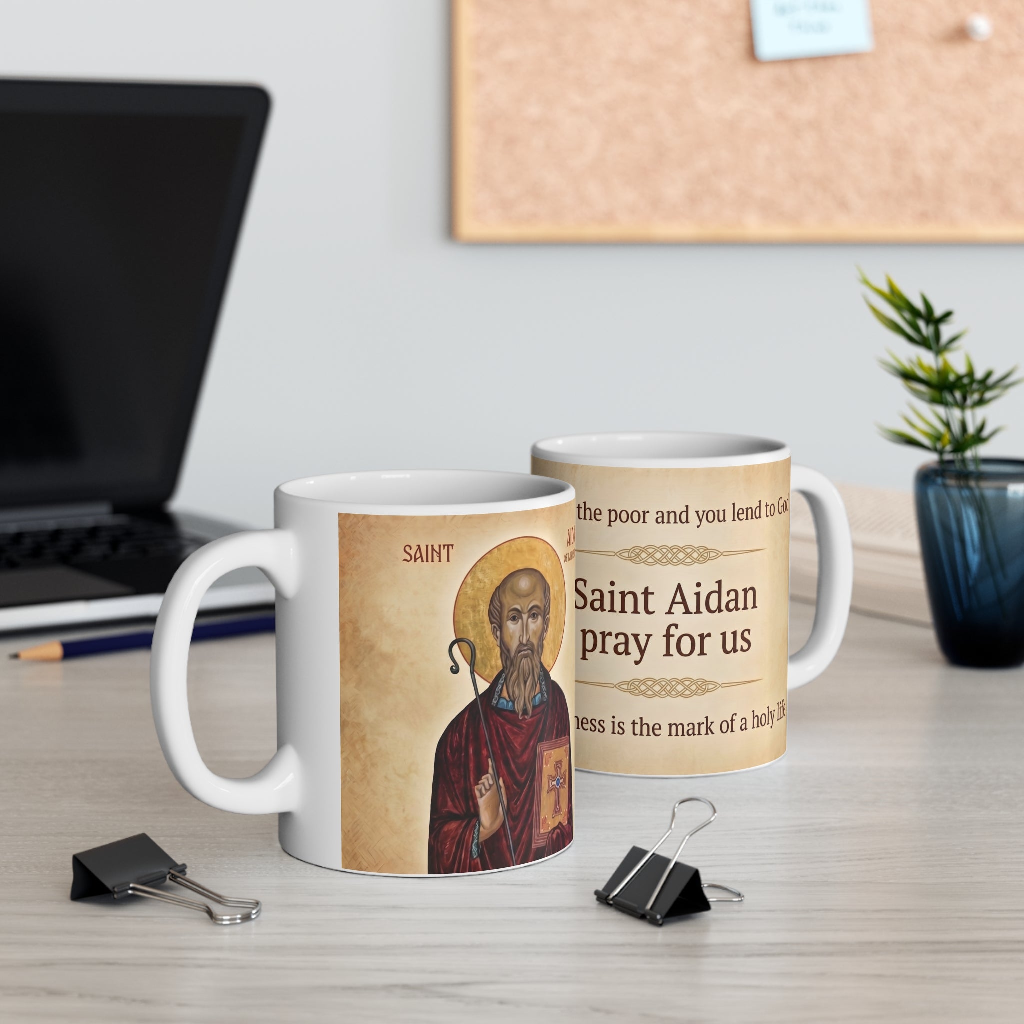 Saint Aidan of Lindisfarne White Coffee Mug
