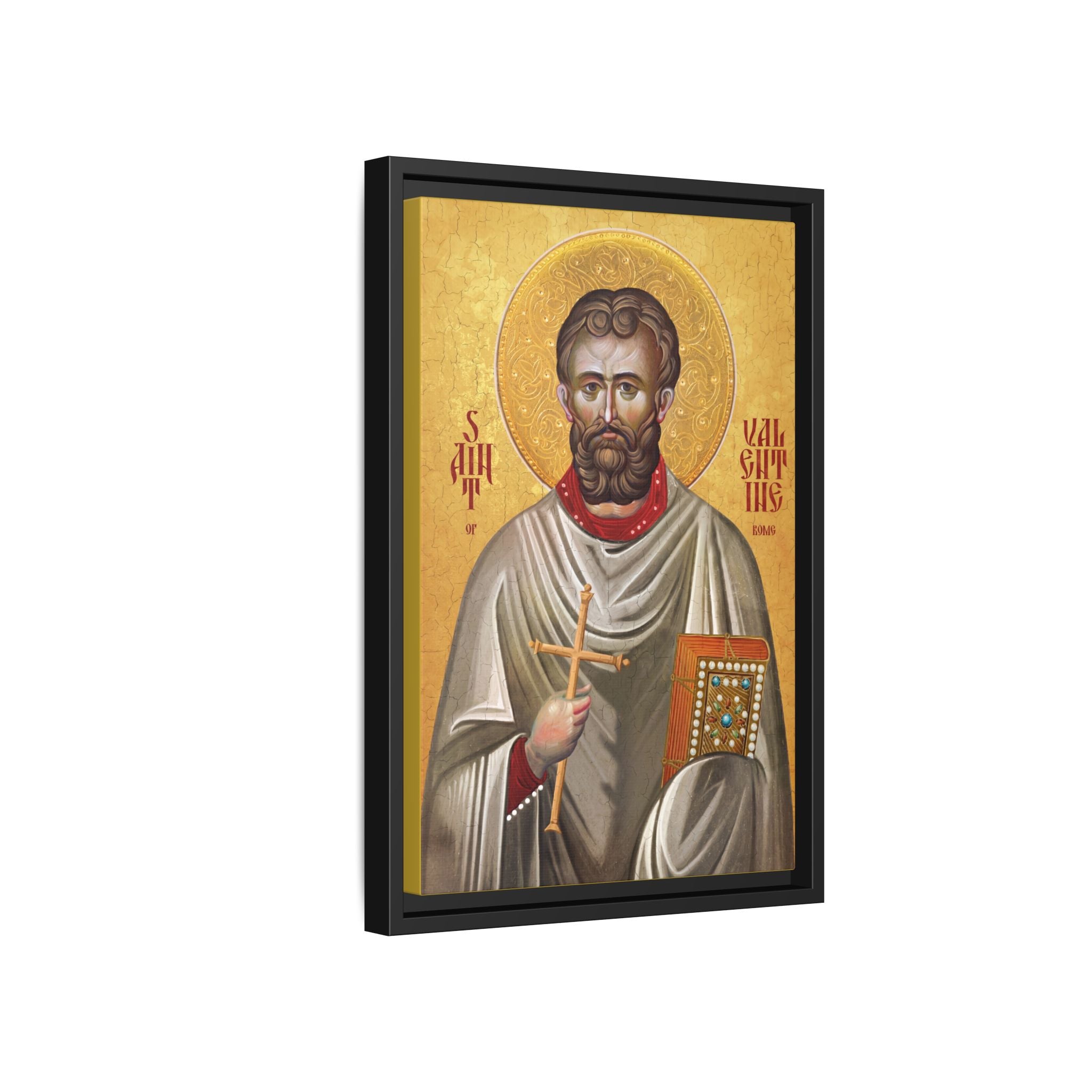 Framed canvas icon of Saint Valentine, traditional Orthodox Christian artwork