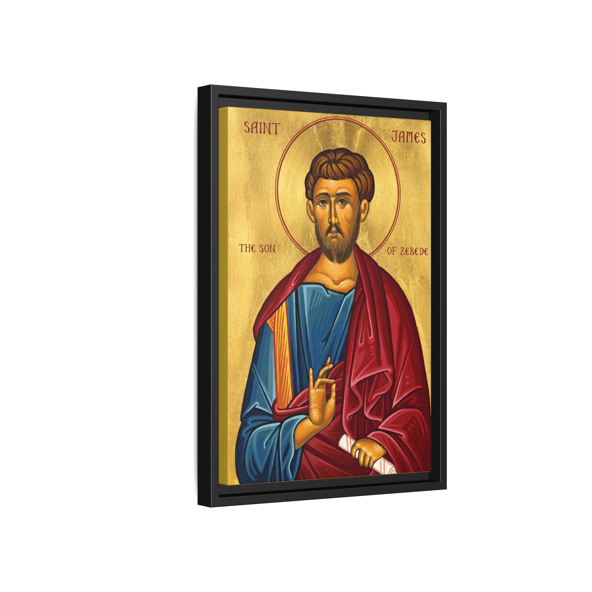 Framed canvas icon of Saint James Son of Zebedee, traditional Orthodox Christian artwork
