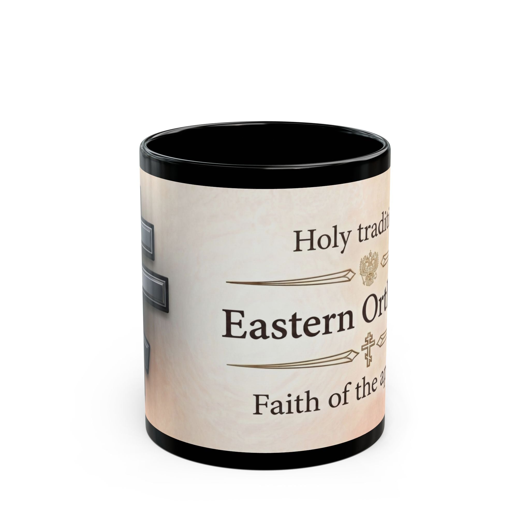 Black Orthodox Cross Orthodox Christian Black Coffee Mug — Orthodox Christian Mug