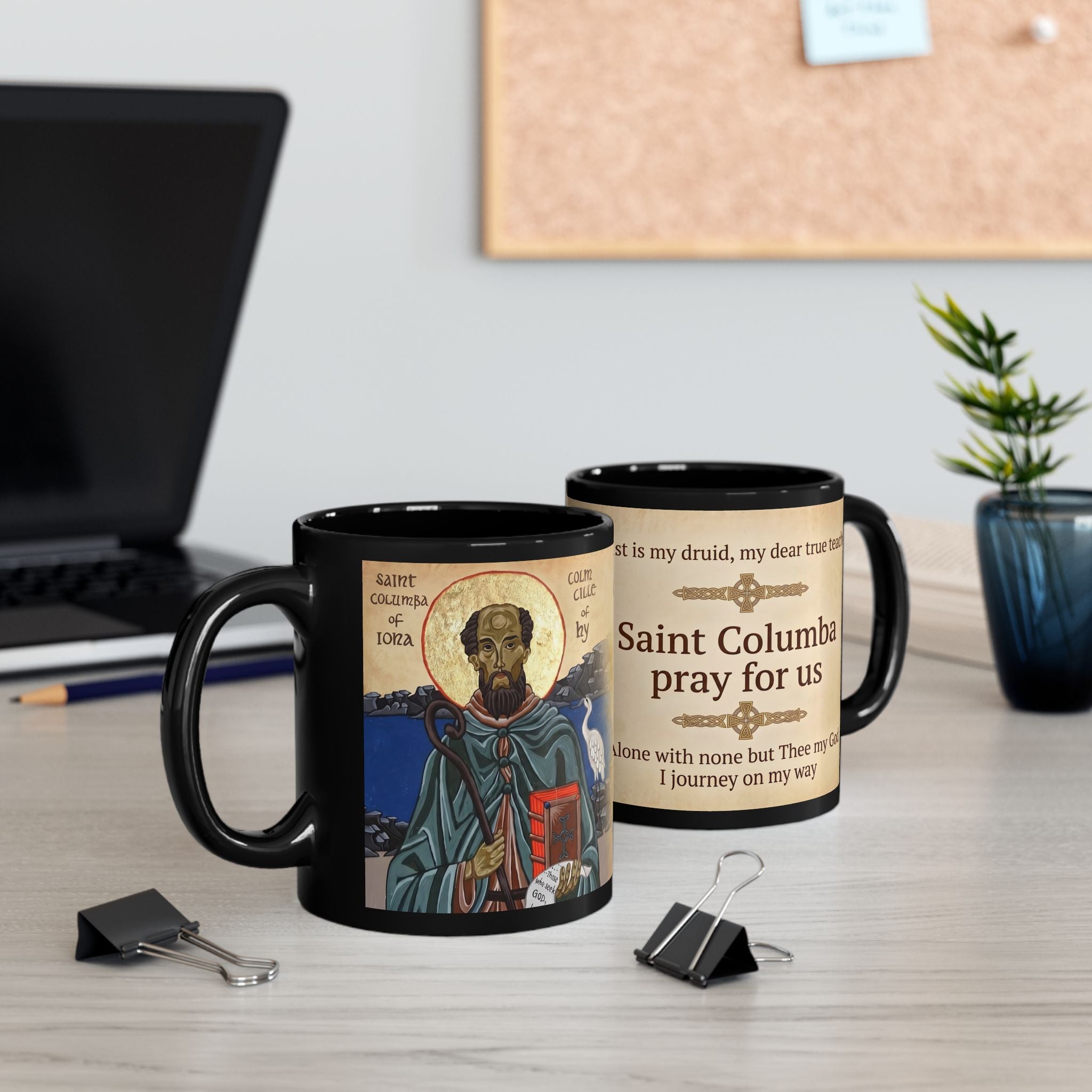 Saint Columba of Iona Black Coffee Mug