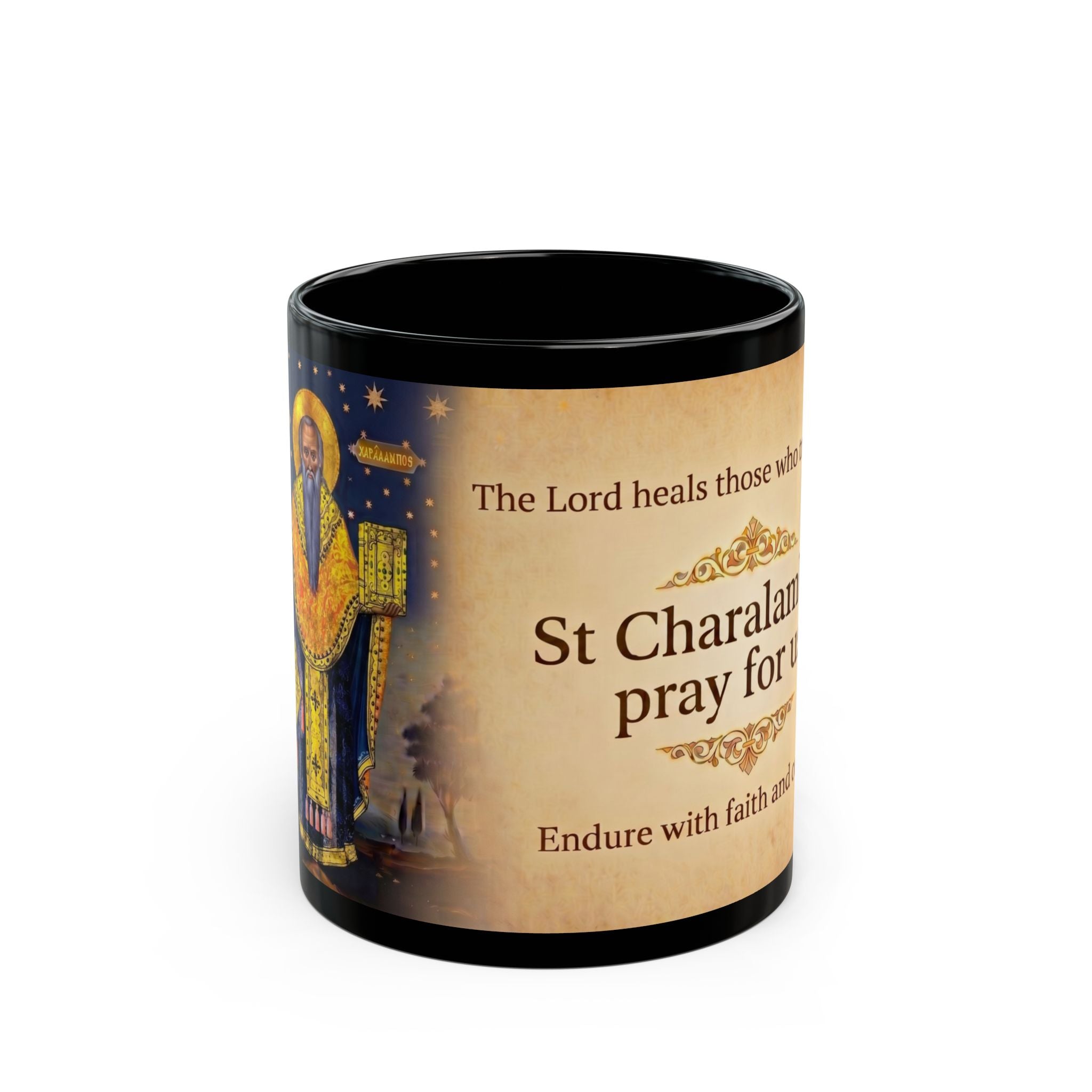 Saint Charalambos Orthodox Christian Black Coffee Mug — Orthodox Christian Mug