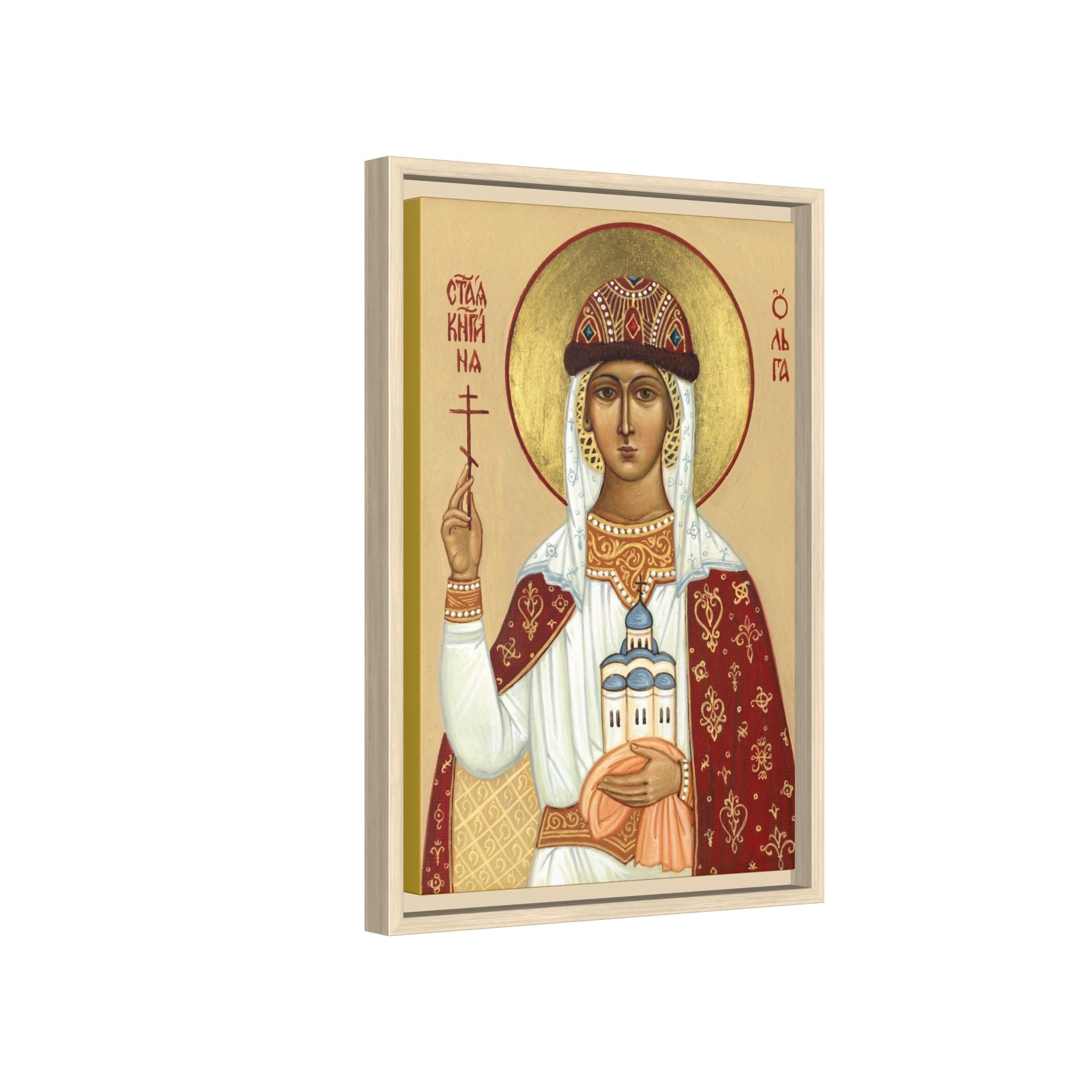 Framed canvas icon of Saint Olga Equal to the Apostles, traditional Orthodox Christian artwork