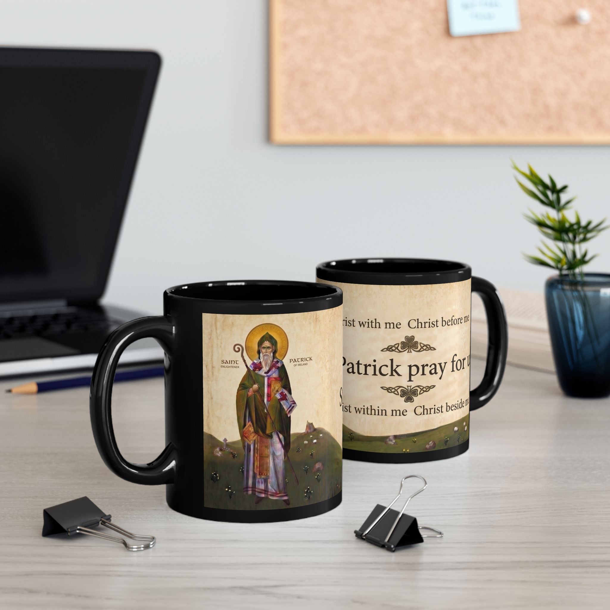 Saint Patrick of Ireland Orthodox Christian Black Coffee Mug — Christian Gift Idea