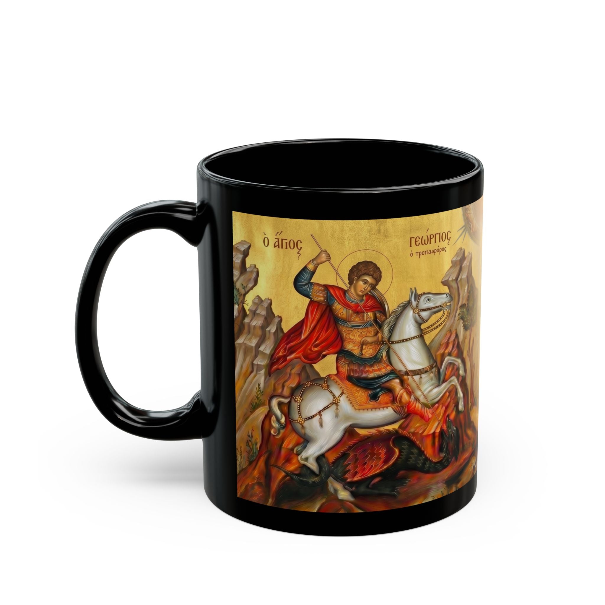 Saint George Orthodox Christian Black Coffee Mug — Orthodox Christian Gift