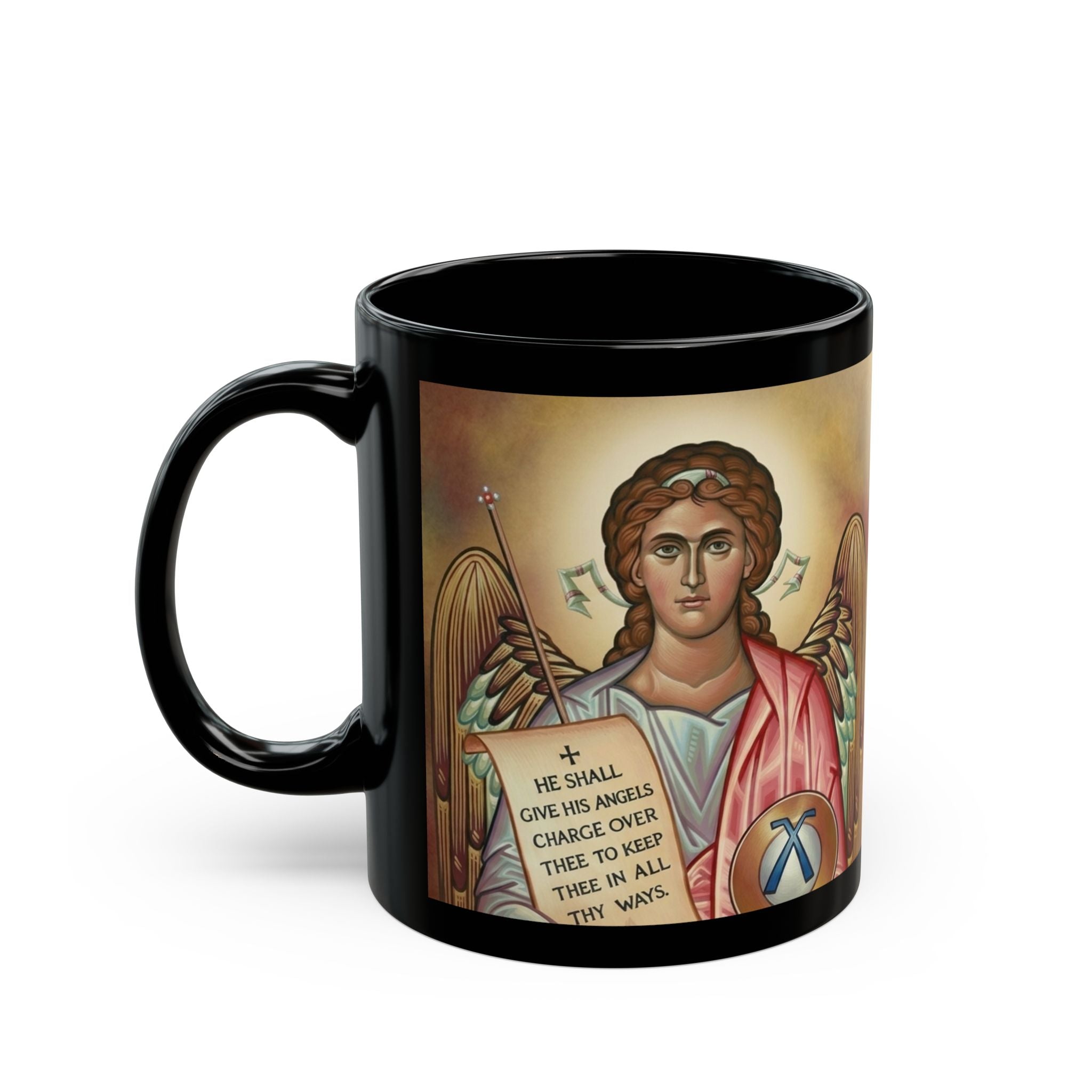 Guardian Angel Orthodox Christian Black Coffee Mug — Orthodox Christian Gift