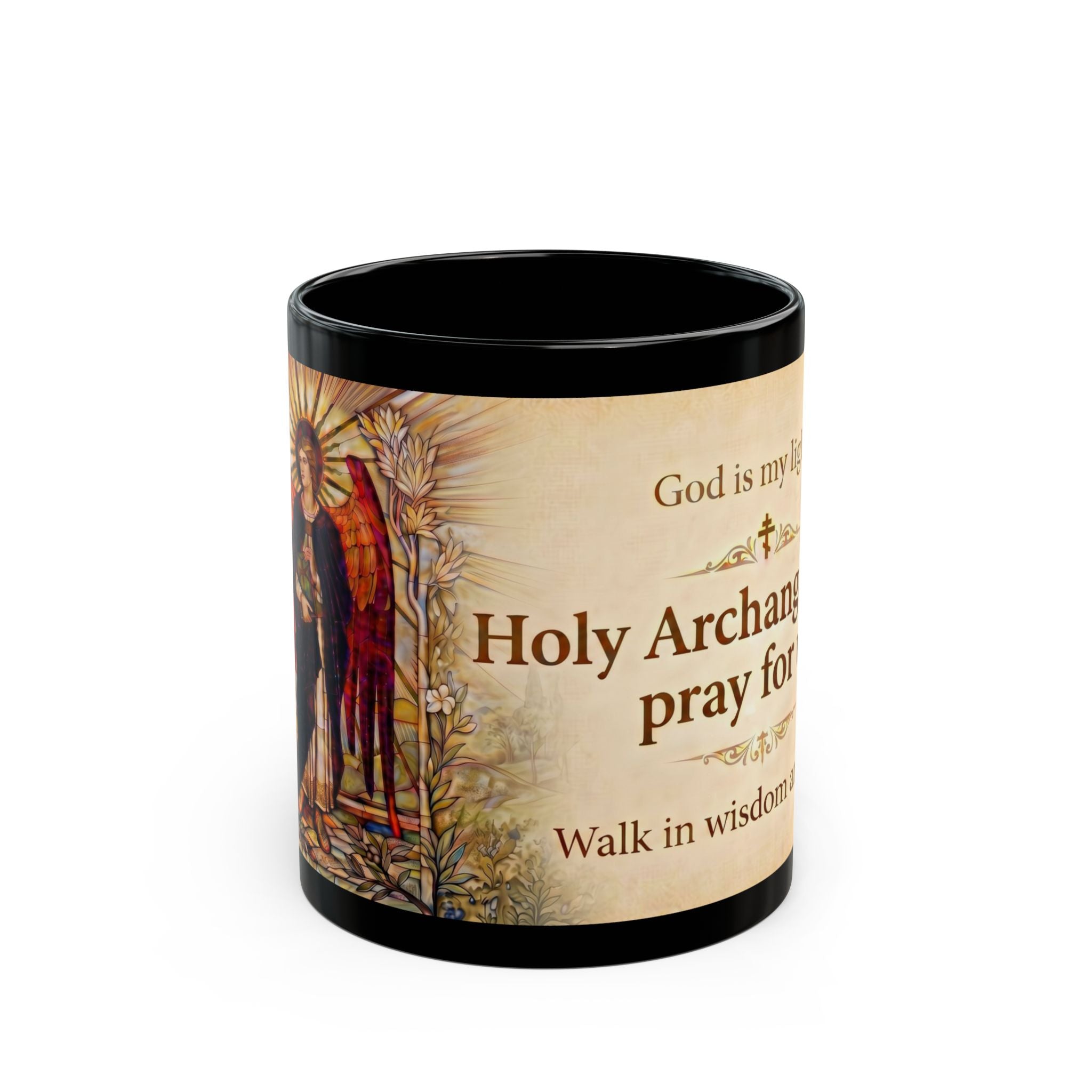 Archangel Uriel Orthodox Christian Black Coffee Mug — Orthodox Christian Mug