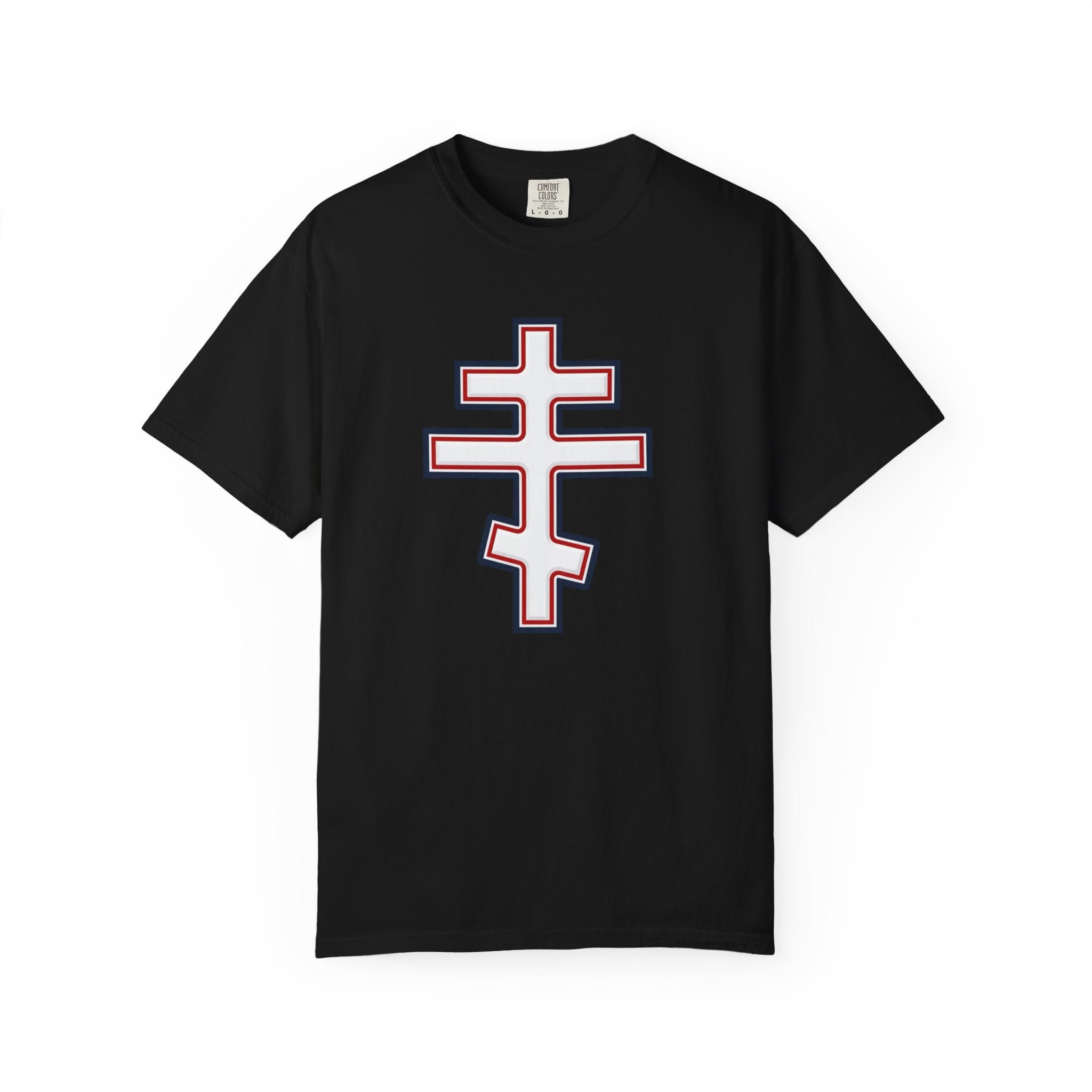 Georgian Orthodox Cross design on a heavyweight garment-dyed t-shirt