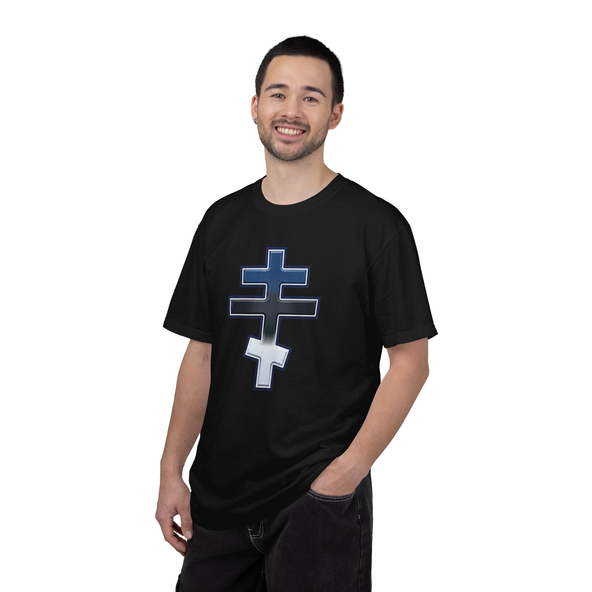 Estonian Orthodox Cross design on a heavyweight garment-dyed t-shirt