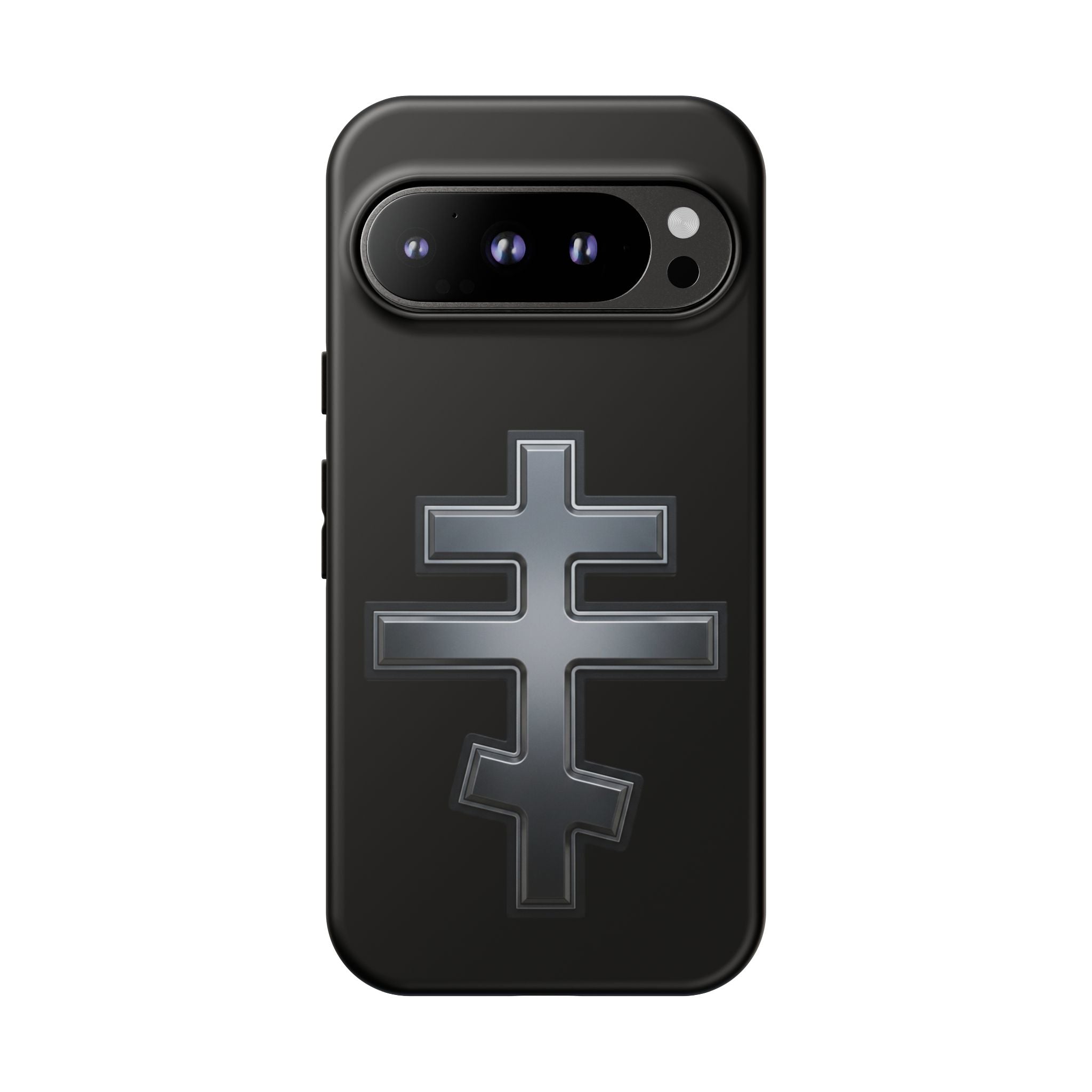 Classic black classic Orthodox cross design on a matte phone case — additional view 2