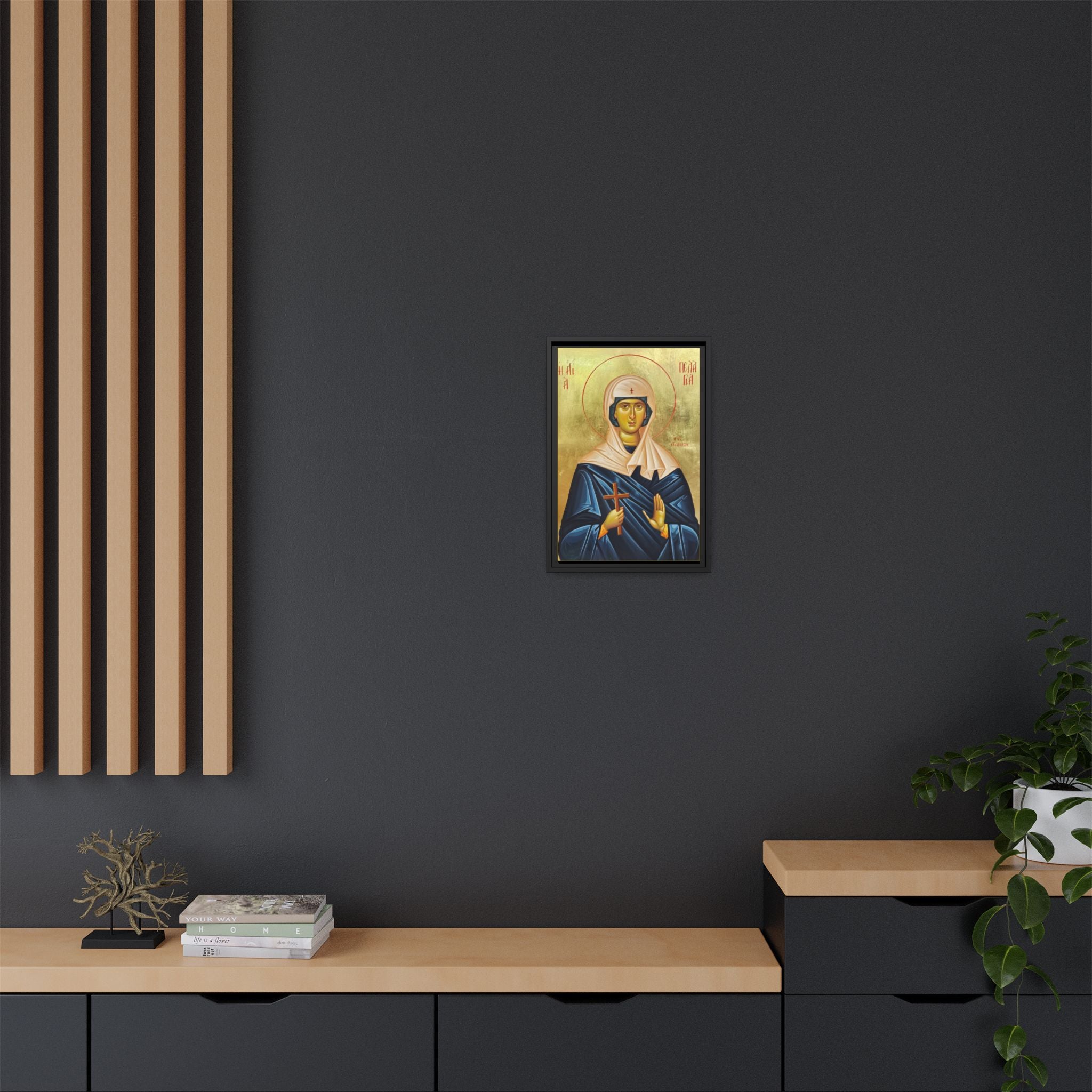 Framed canvas icon of Saint Pelagia the Penitent, traditional Orthodox Christian artwork